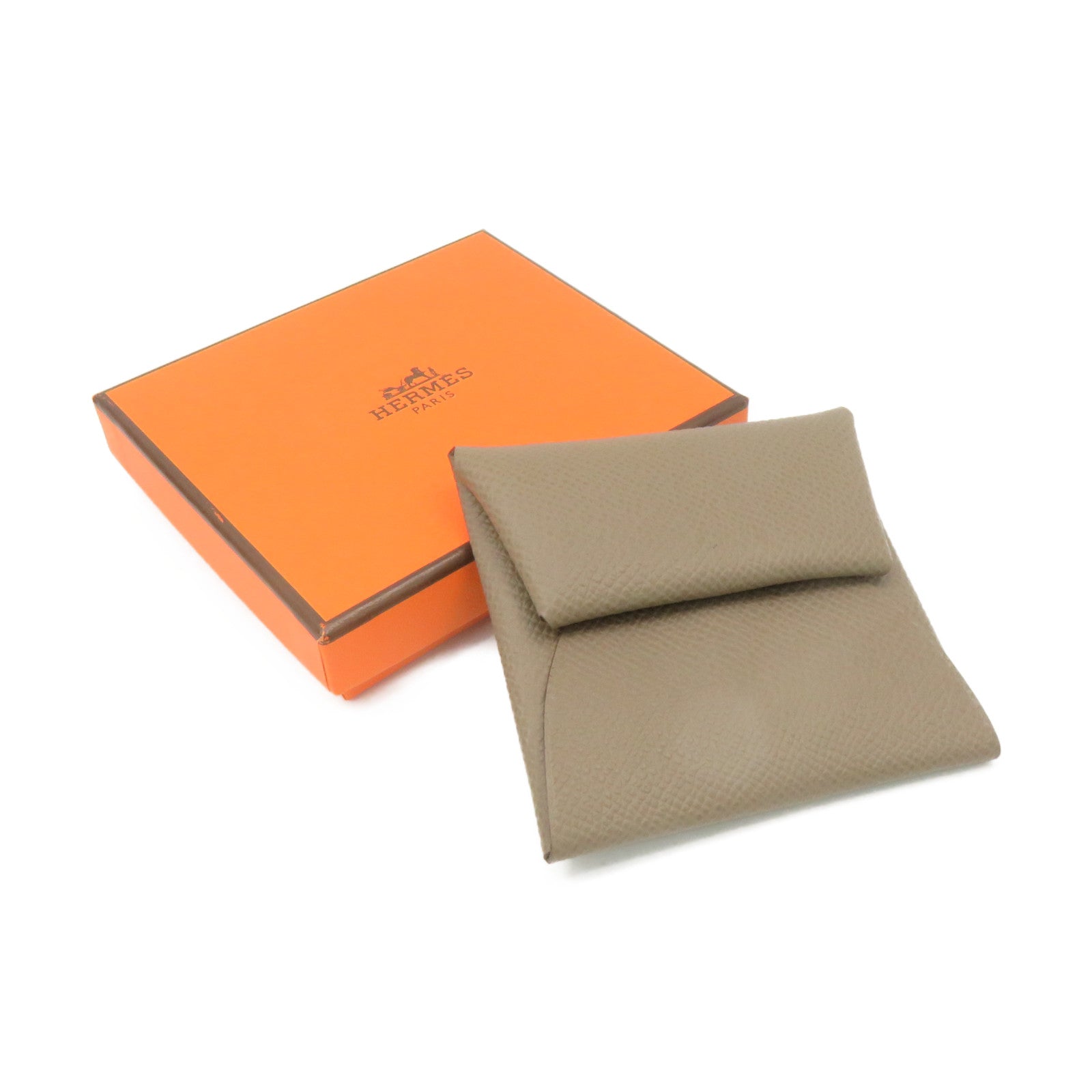 HERMES Epsom皮革Bastia Coin Case銀扣零錢包Etoupe啡色