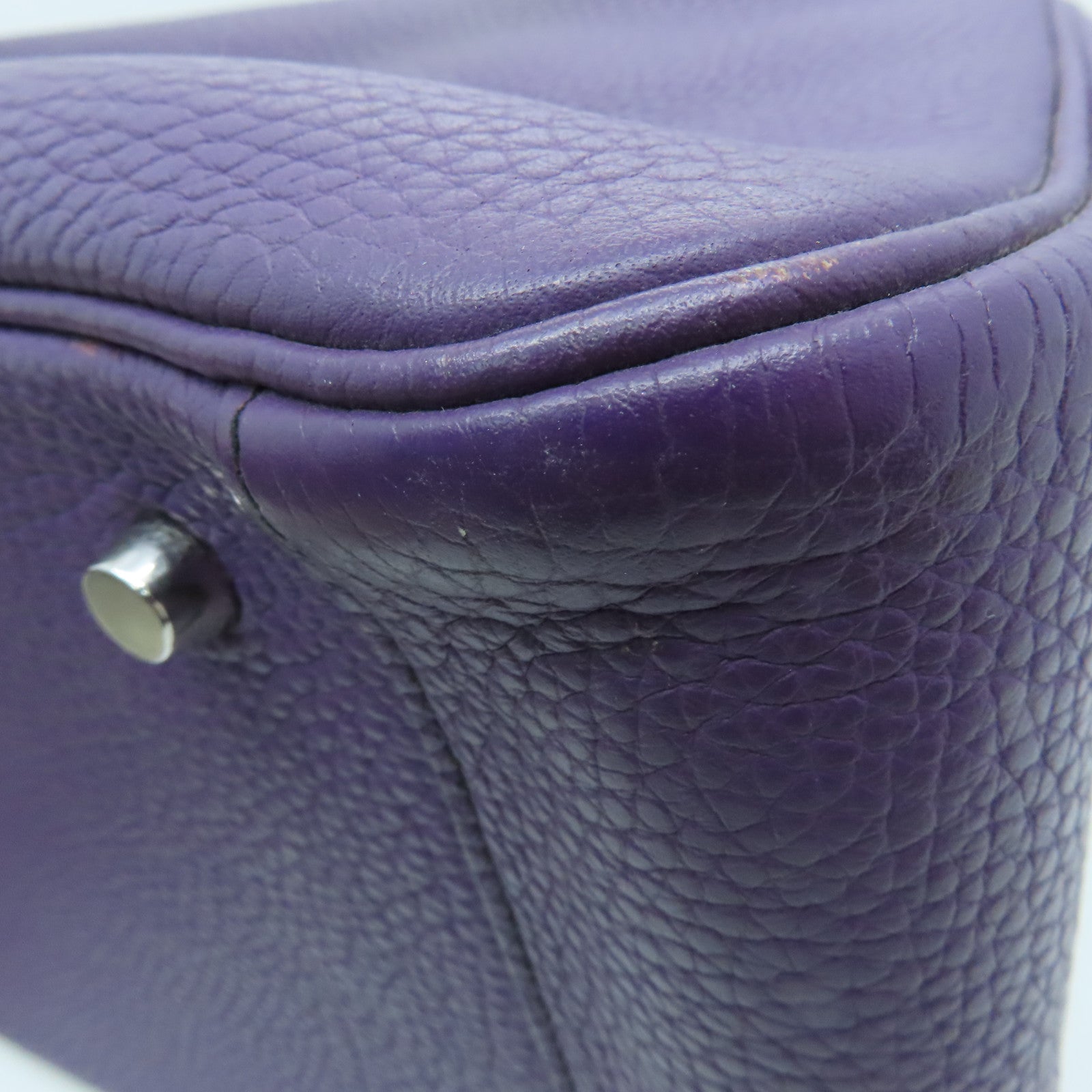 HERMES Clemence皮革Lindy 34银扣手挽肩背两用袋Cassis/紫色