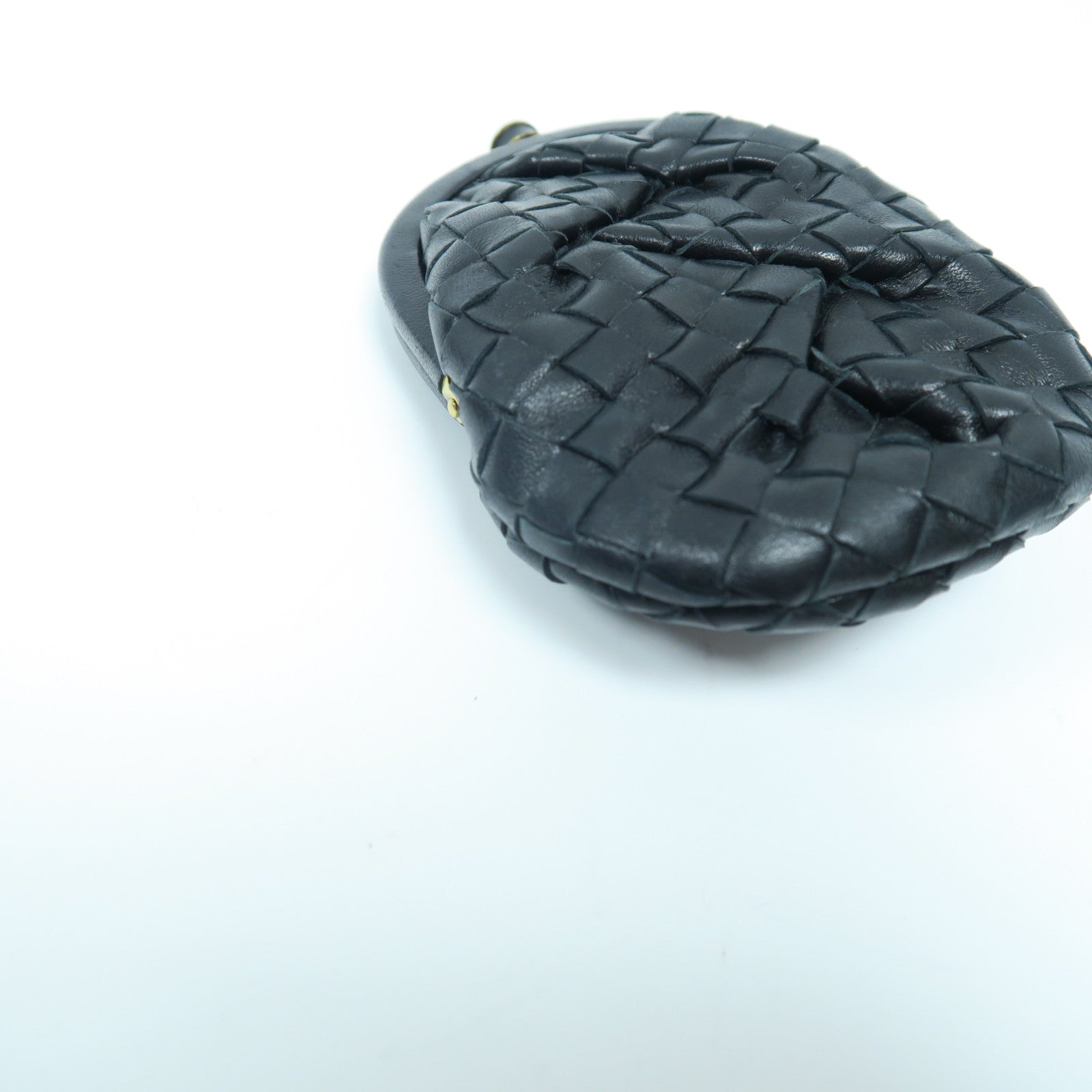 BOTTEGA VENETA 織紋皮革Card Case金扣零錢包黑色