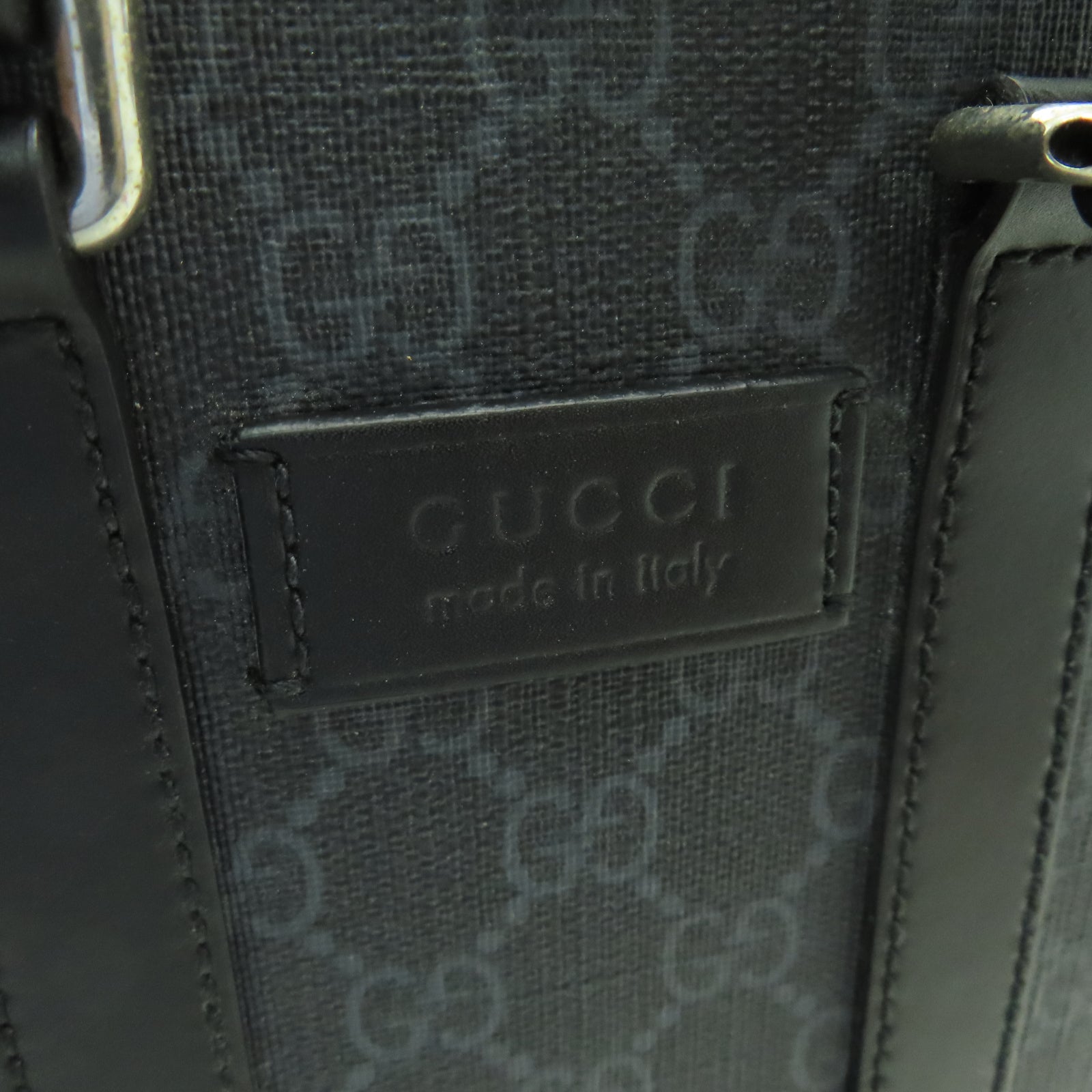 GUCCI 牛皮皮革Hand Bag銀扣手挽袋深藍色