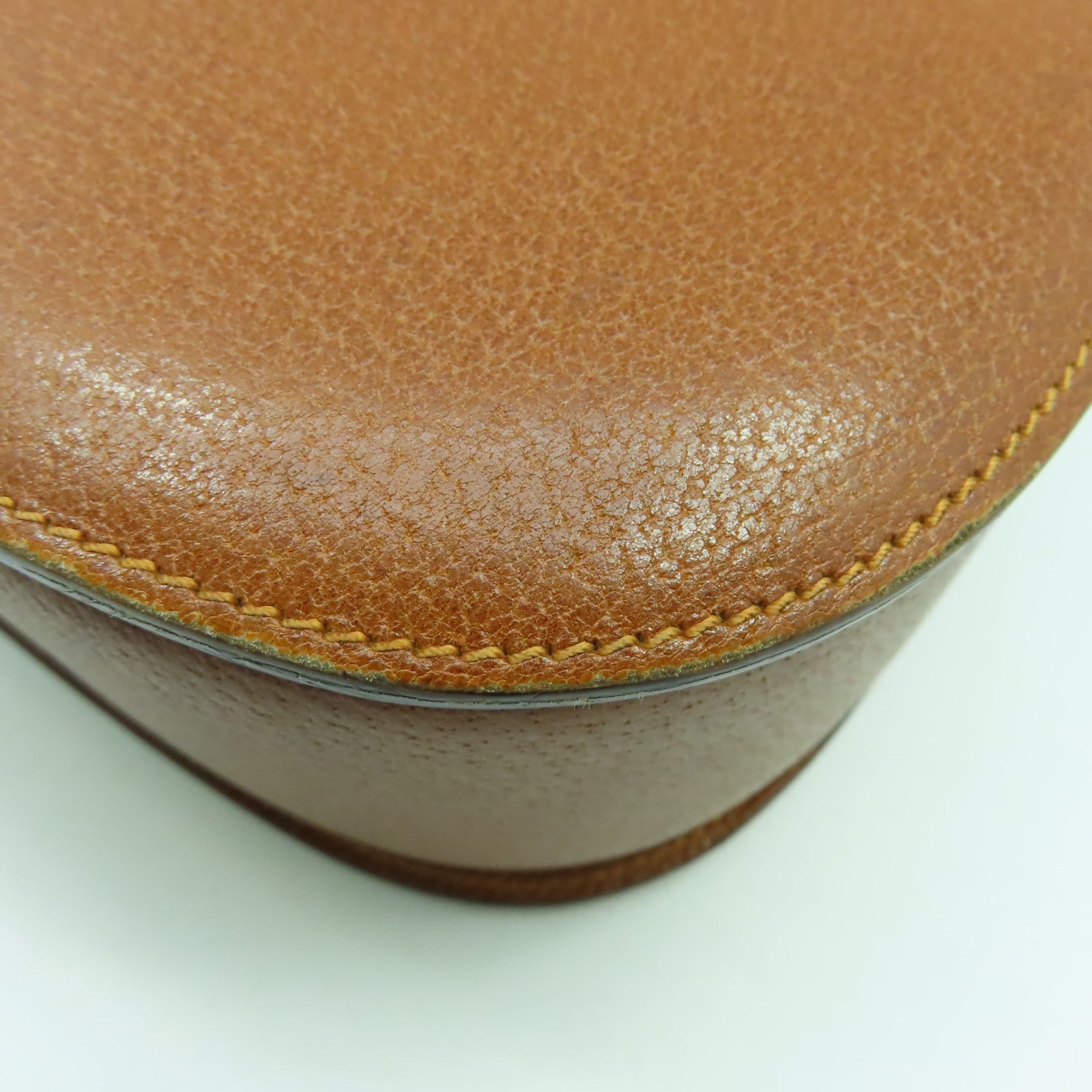 GUCCI 牛皮皮革Handbag金扣手挽袋啡色