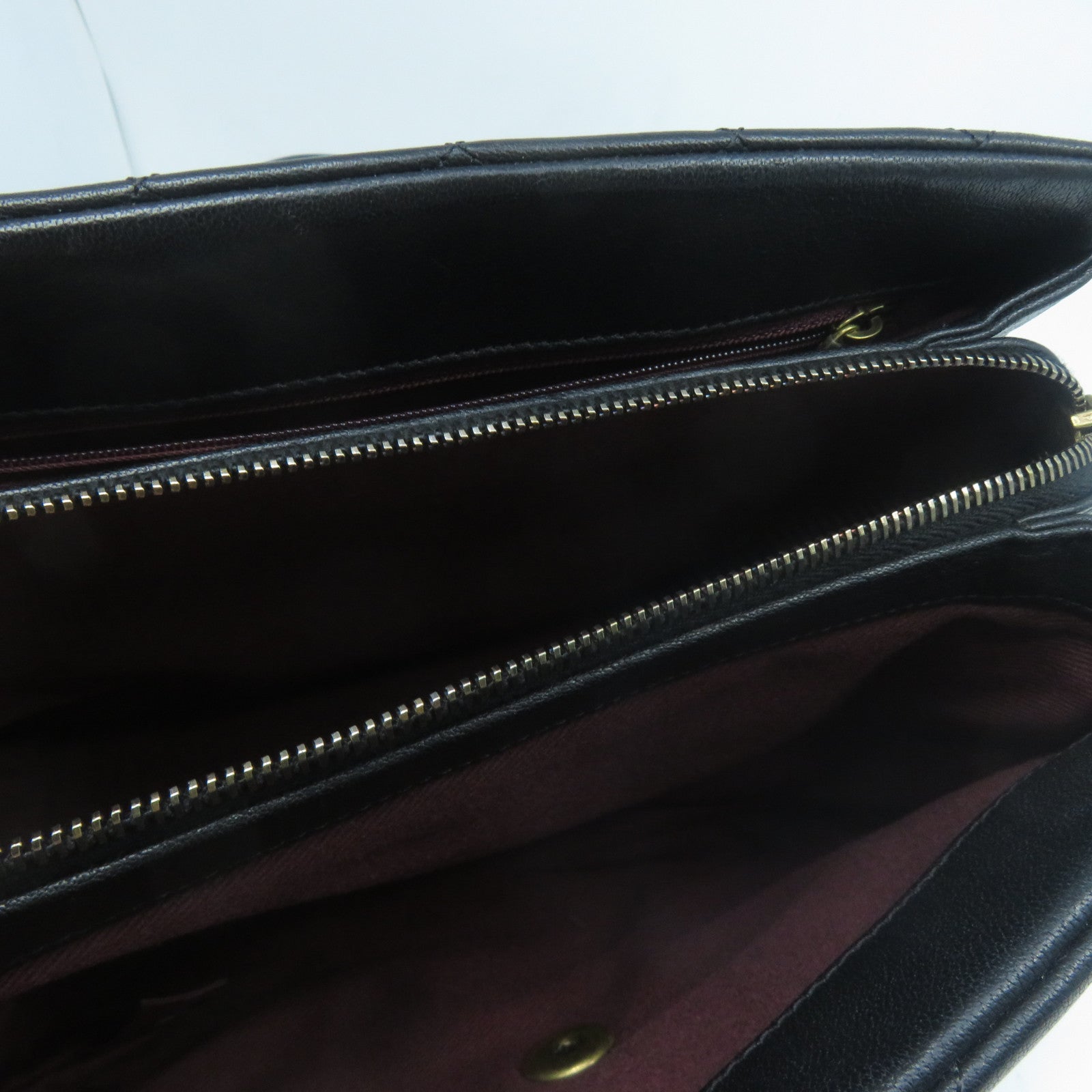 CHANEL 菱格牛皮皮革Shoulder Bag金扣手挽肩背兩用袋黑色