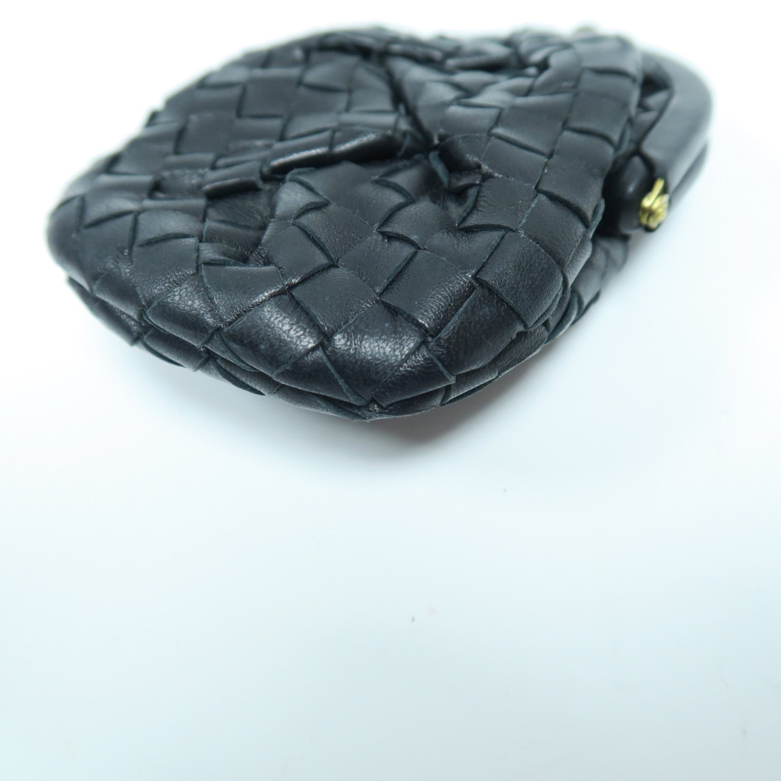 BOTTEGA VENETA 織紋皮革Card Case金扣零錢包黑色