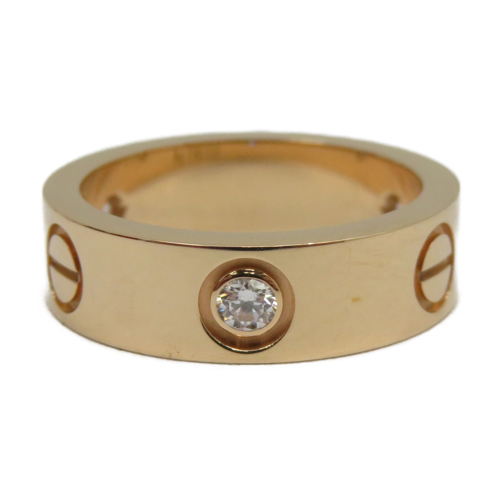 CARTIER 18K玫瑰金Love Ring 3 Diamonds鑽石戒指Cartier#51/US#5.75粉金色