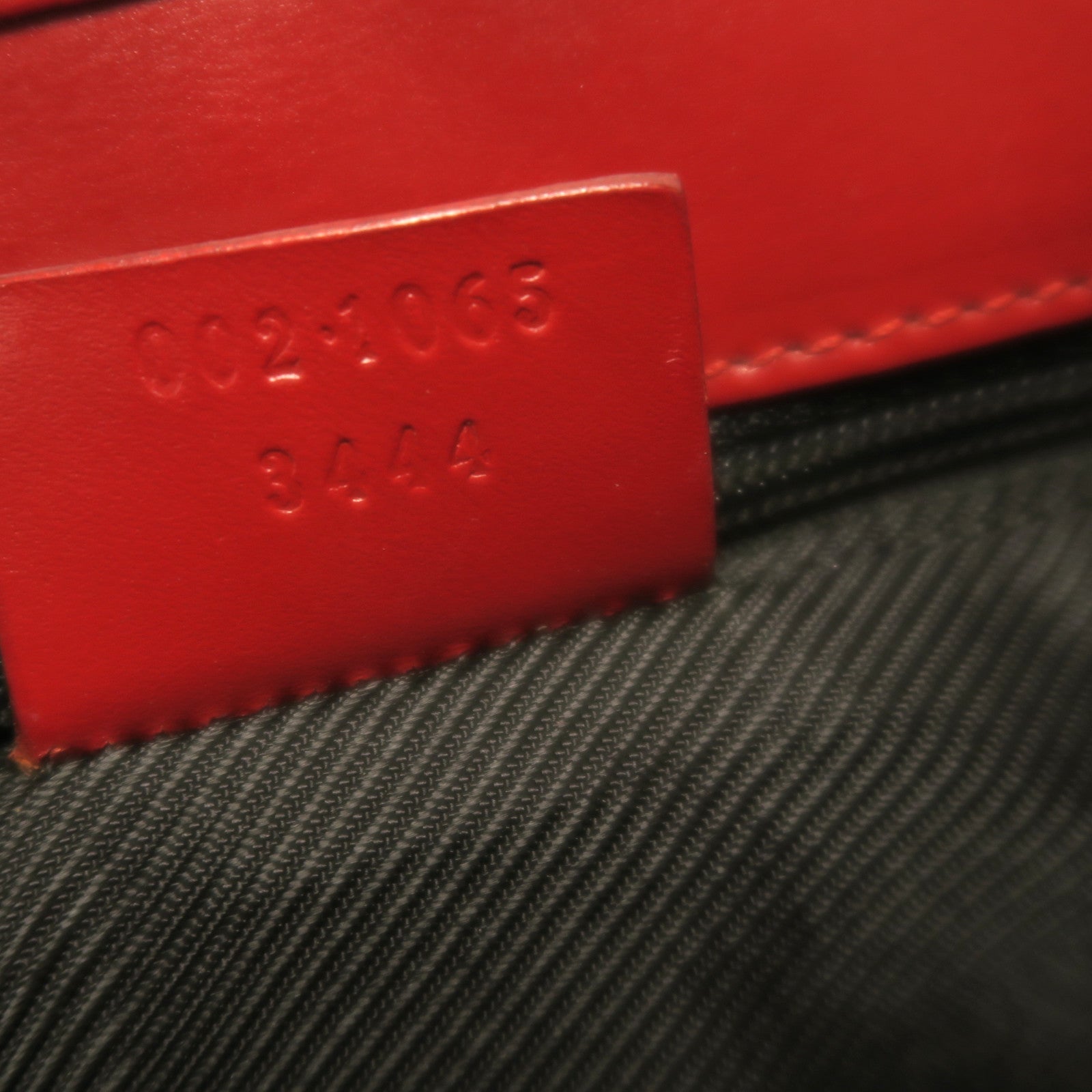 GUCCI 帆布Jackie Handbag金扣手挽袋啡色/紅色