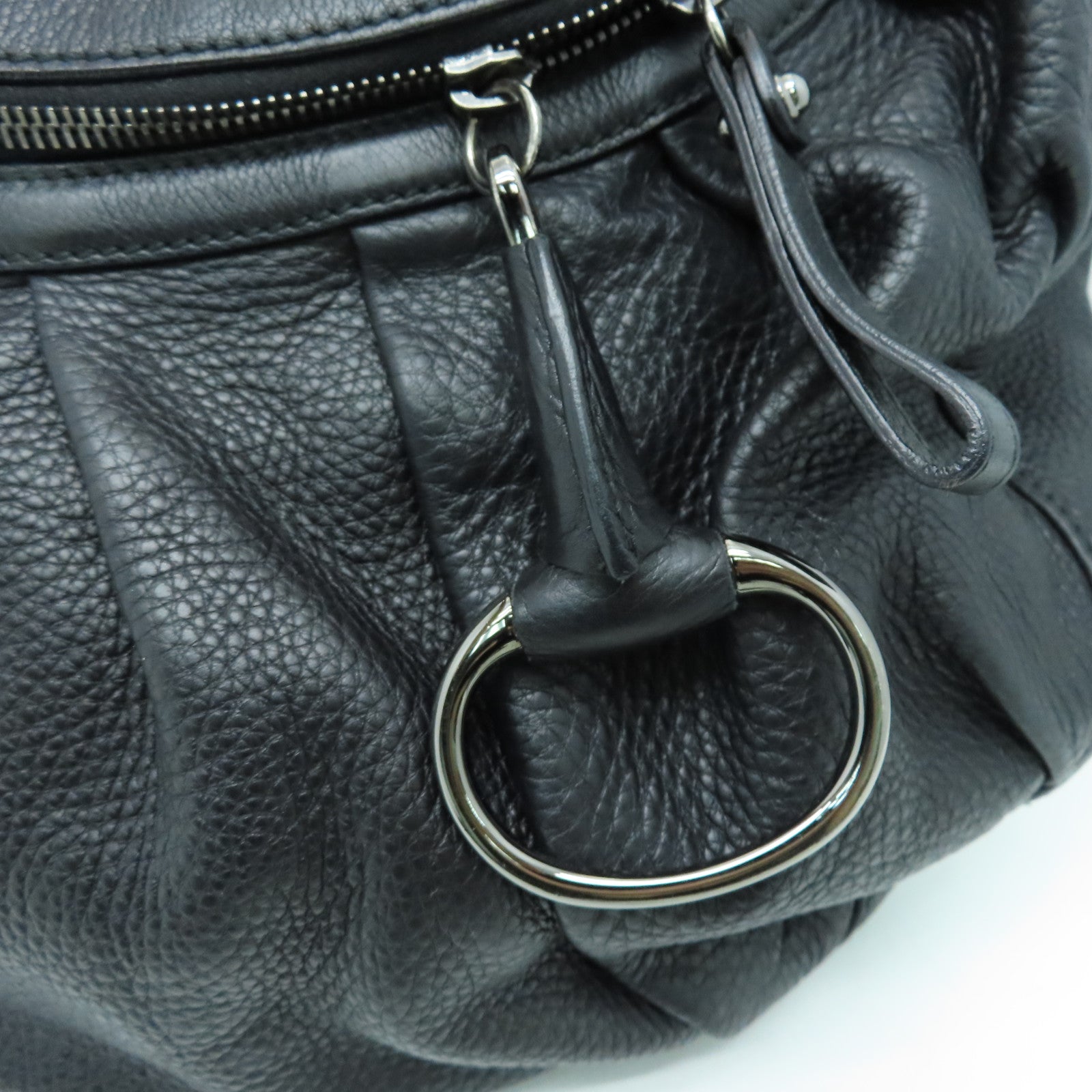 GUCCI 牛皮皮革2way Shoulder Bag银扣手挽肩背两用袋黑色