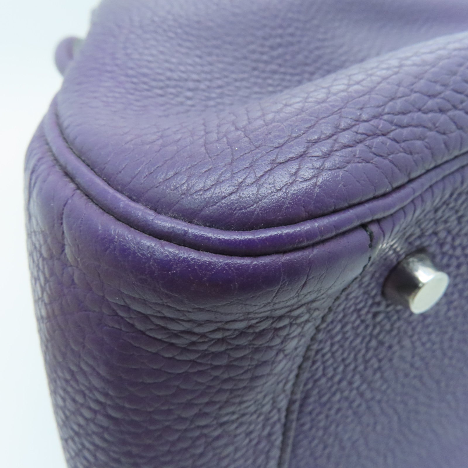 HERMES Clemence皮革Lindy 34银扣手挽肩背两用袋Cassis/紫色