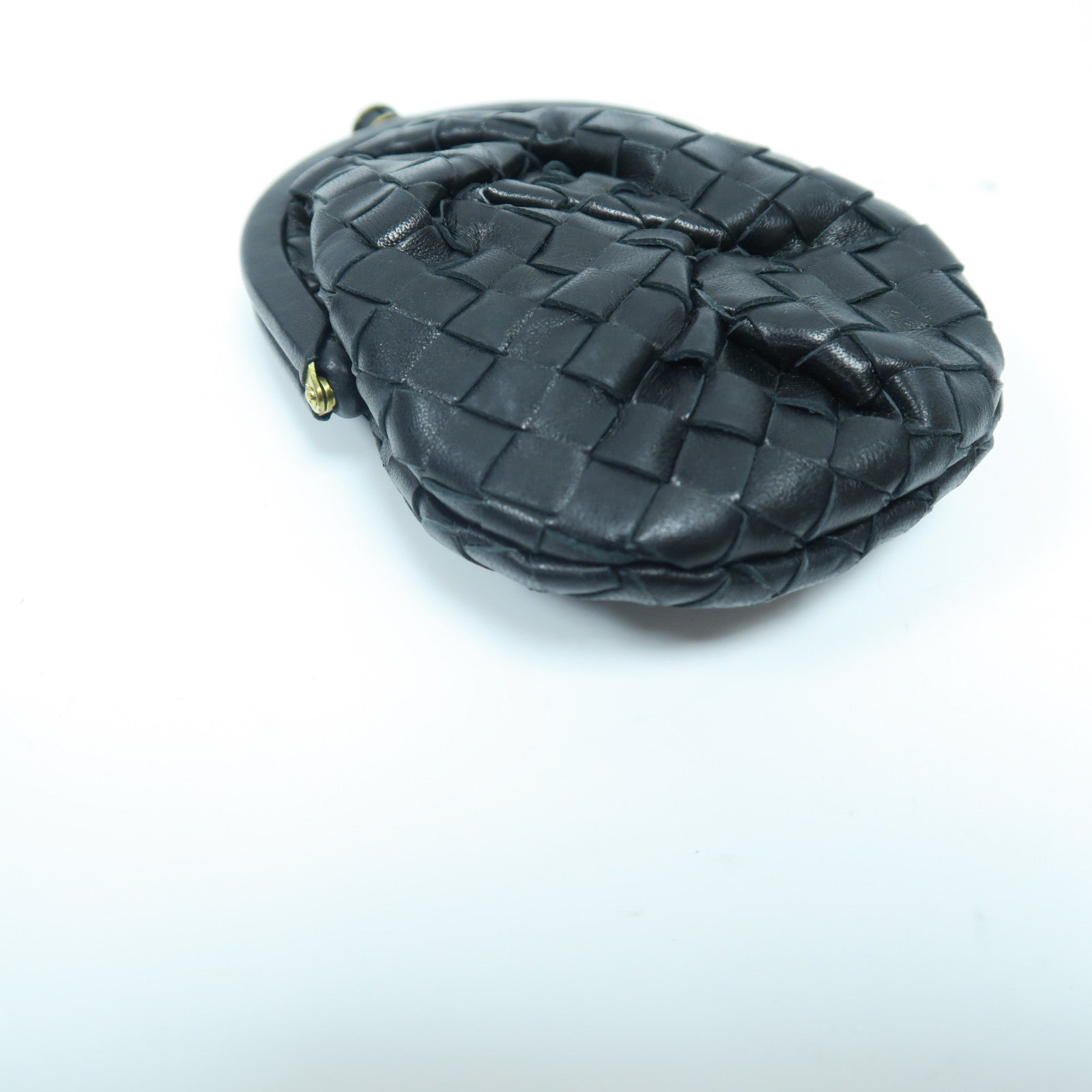 BOTTEGA VENETA 織紋皮革Card Case金扣零錢包黑色