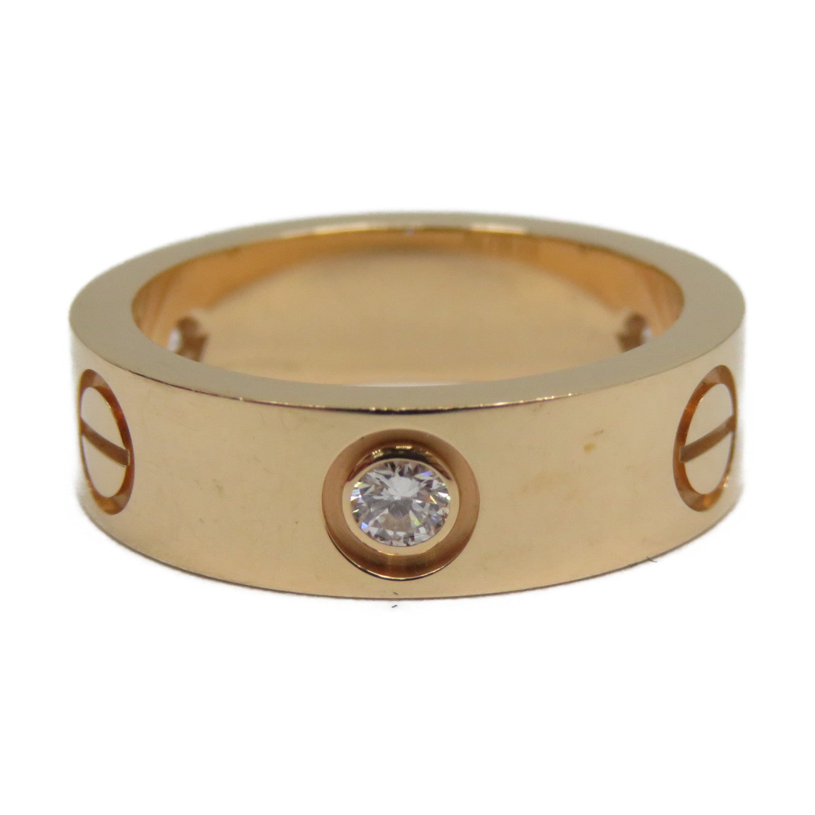 CARTIER 18K玫瑰金Love Ring 3 Diamonds鑽石戒指Cartier#51/US#5.75粉金色