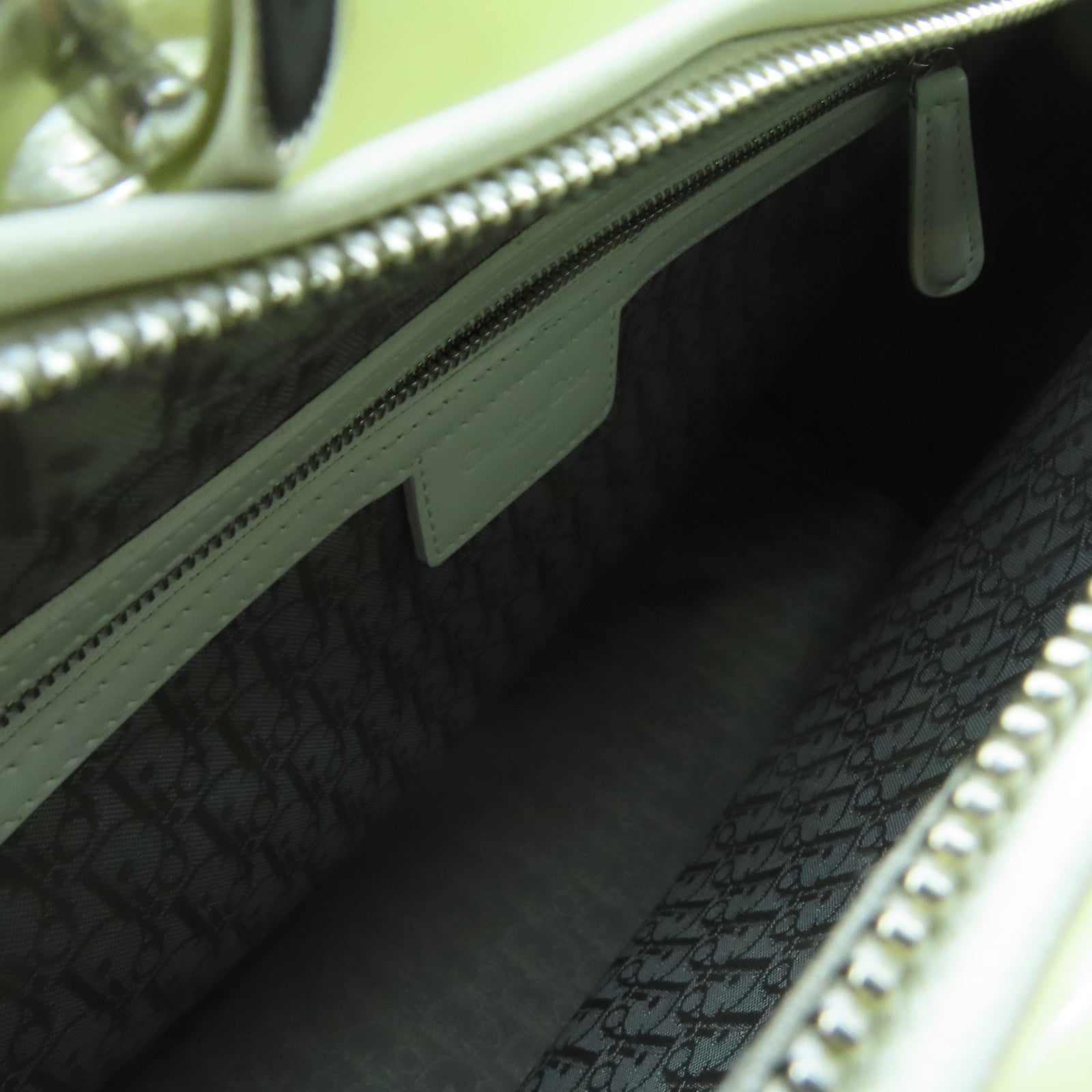 Dior Patent Leather Lady Dior Silver Buckle Handle Shoulder Bag White