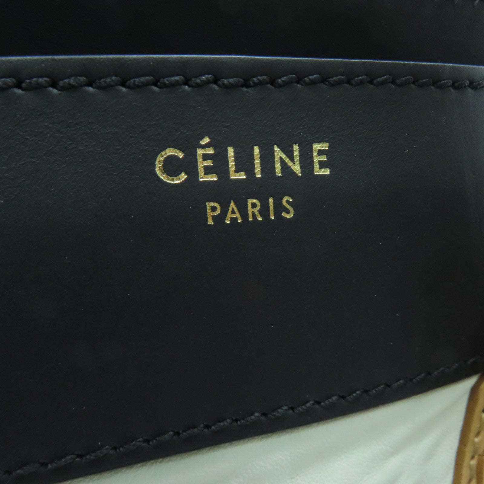 CELINE 牛皮皮革Mini Luggage金扣手挽袋米色/白色/黑色