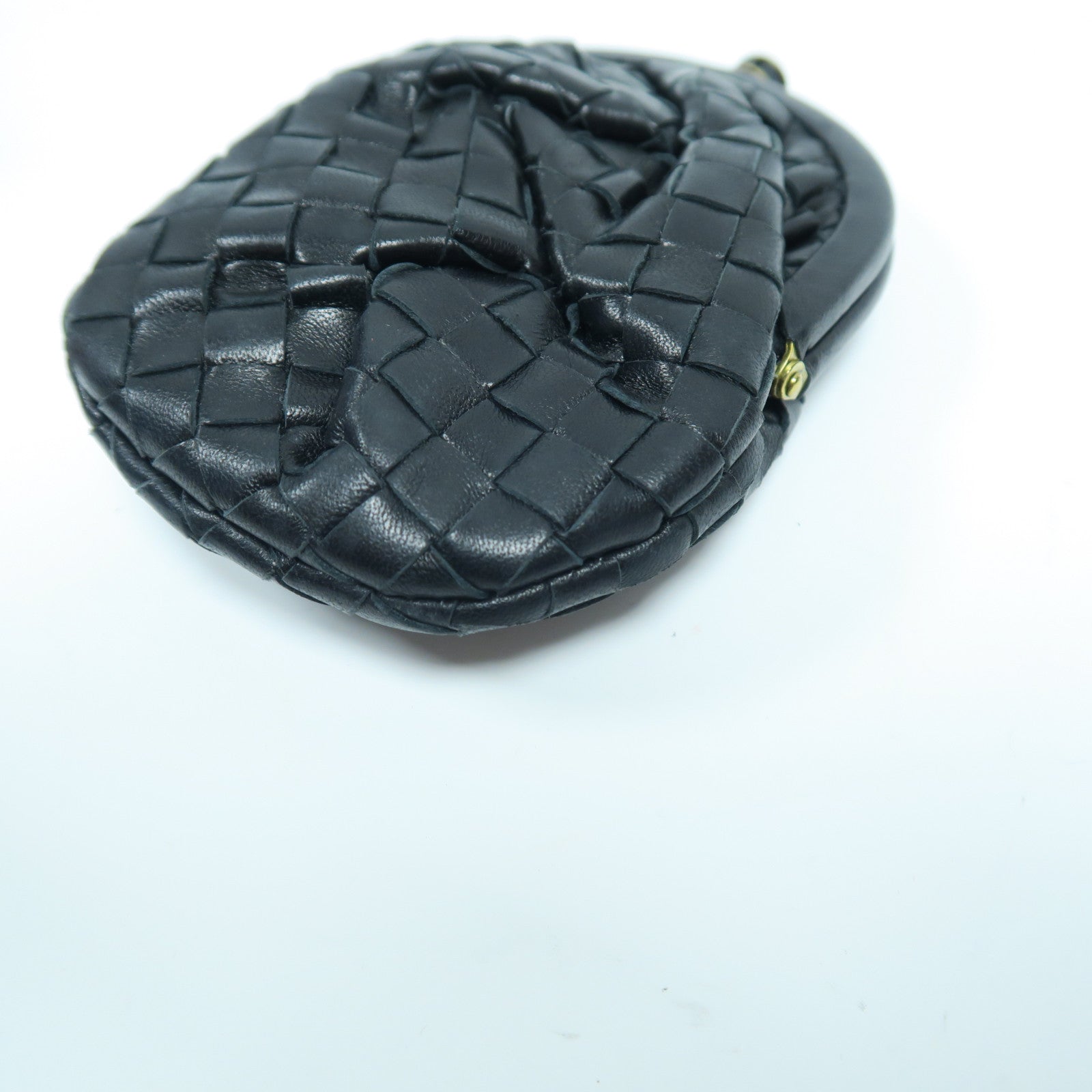 BOTTEGA VENETA 織紋皮革Card Case金扣零錢包黑色