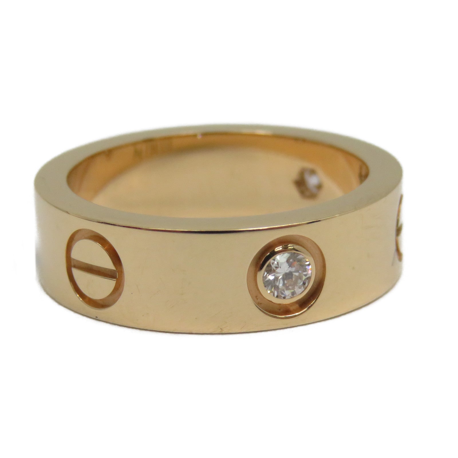 CARTIER 18K玫瑰金Love Ring 3 Diamonds鑽石戒指Cartier#51/US#5.75粉金色