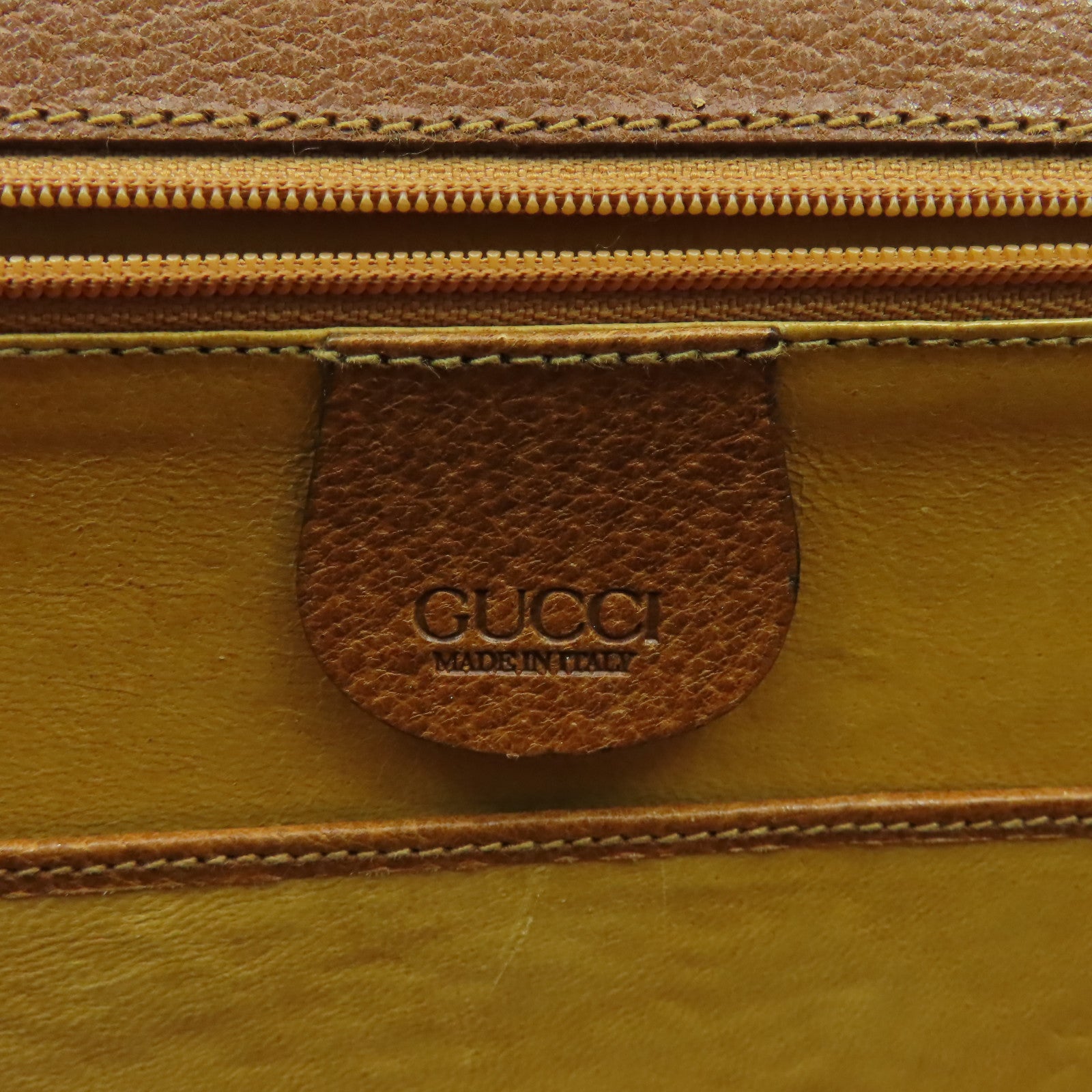 GUCCI 牛皮皮革Handbag金扣手挽袋啡色