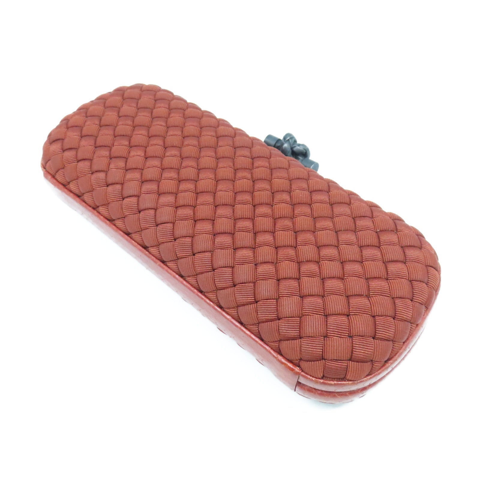 Bottega Veneta Satin Intrecciato Clutch Red