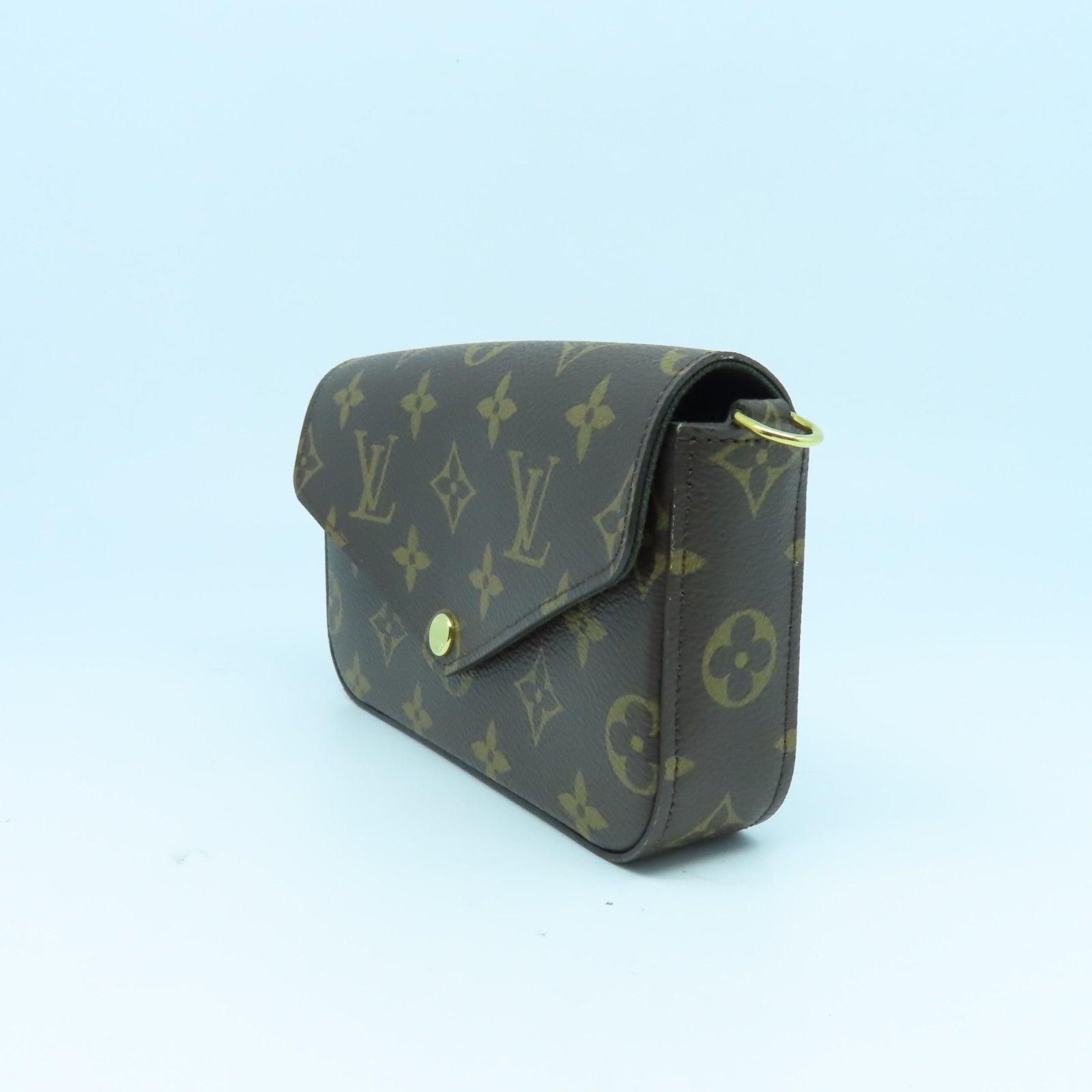 LOUIS VUITTON Monogram Felicie Strap & Go金扣肩背袋啡色/綠色