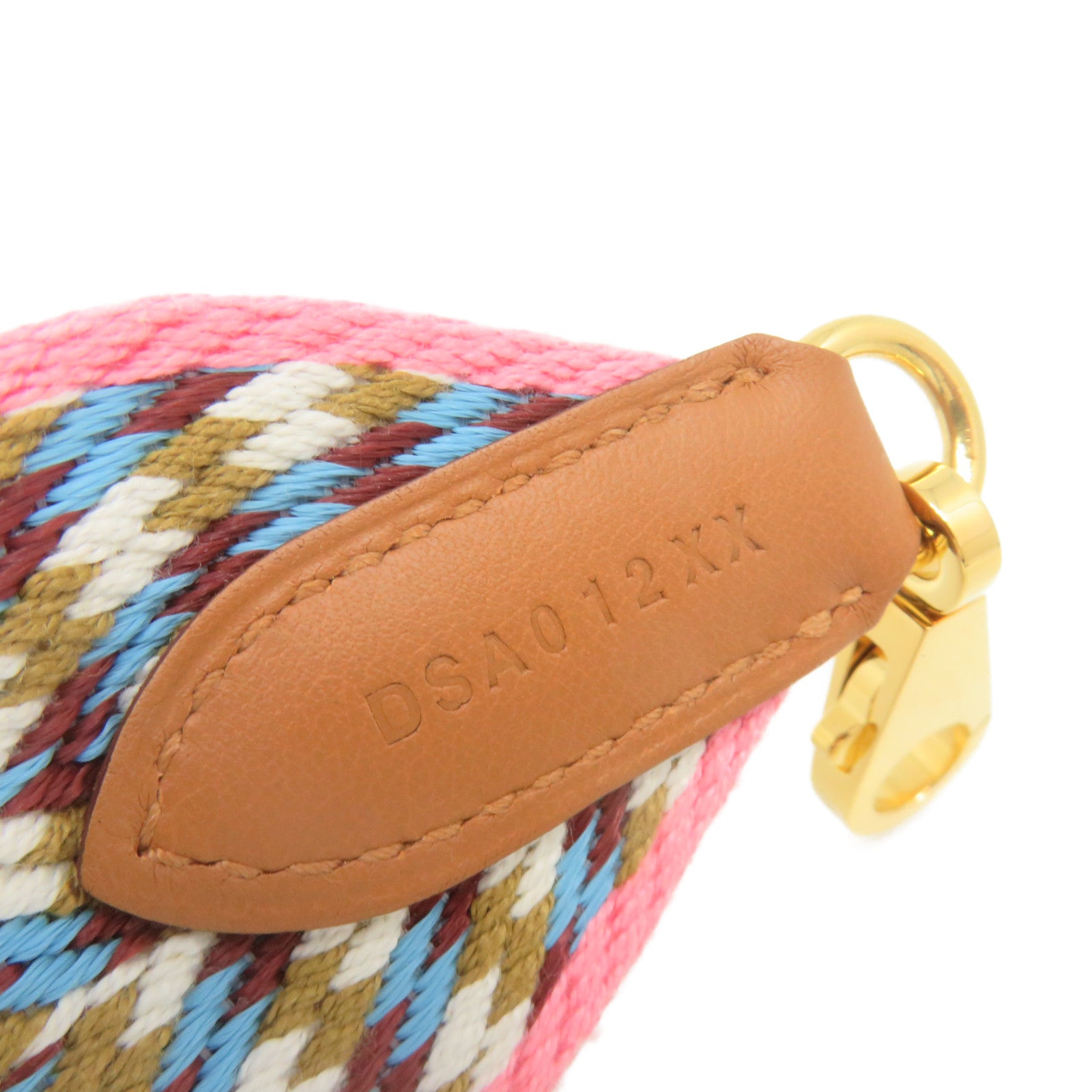 HERMES Canvas Strap Gold Buckle Shoulder Strap Pink Color
