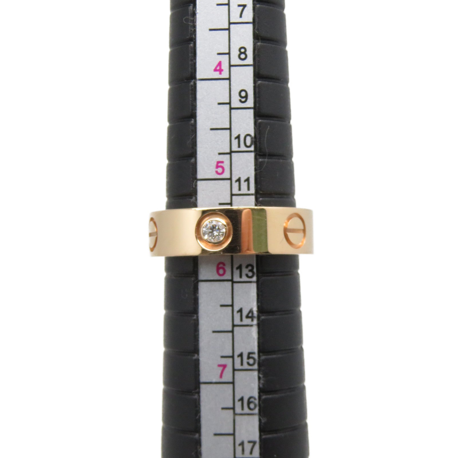 CARTIER 18K玫瑰金Love Ring 3 Diamonds鑽石戒指Cartier#51/US#5.75粉金色