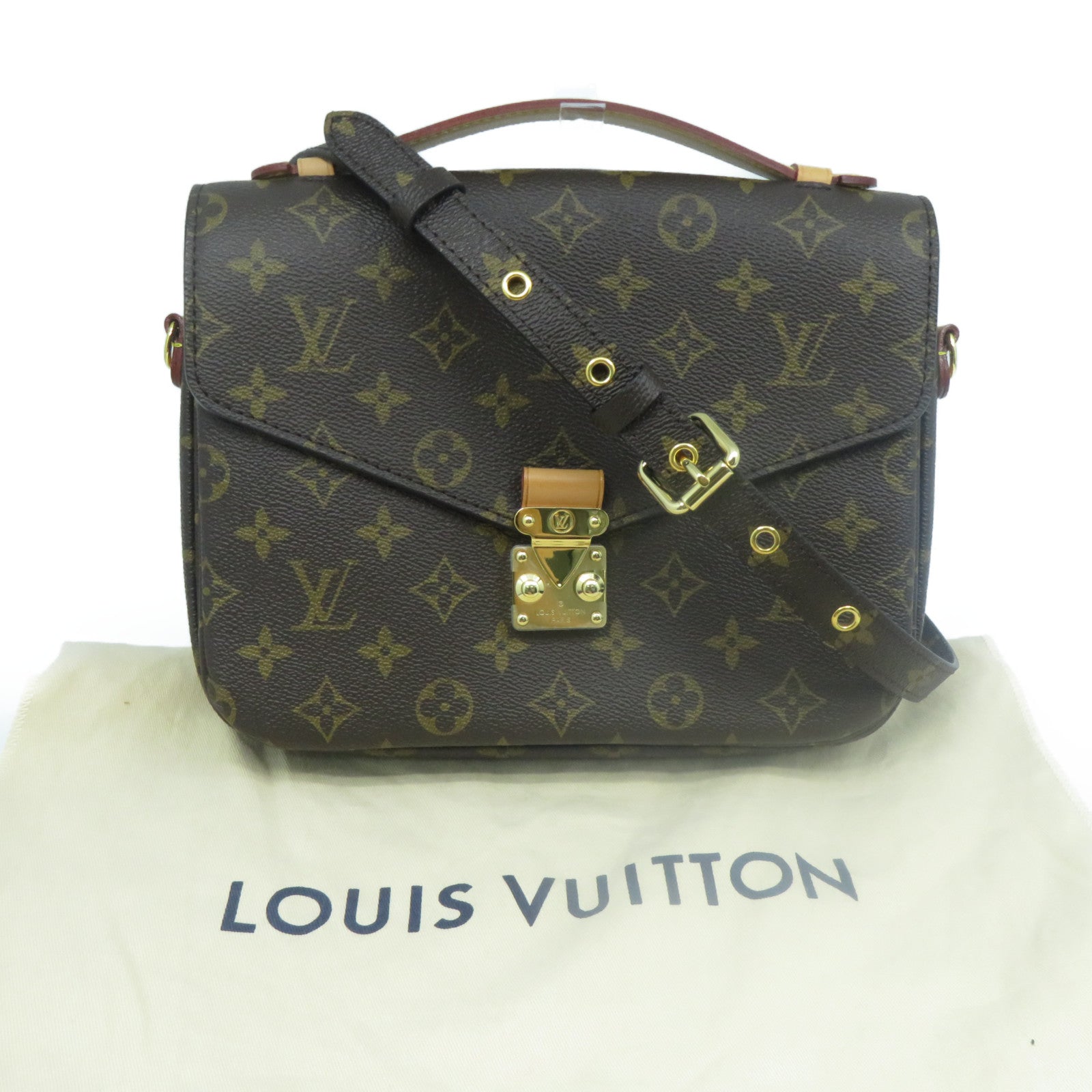 LOUIS VUITTON Monogram Pochette Metis金扣手挽肩背兩用袋啡色