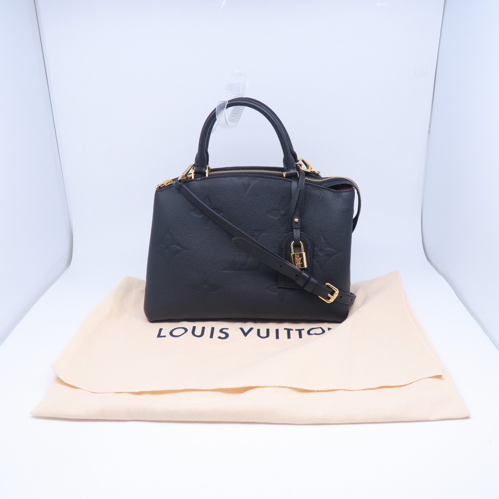 LOUIS VUITTON Monogram Empreinte Petit Palais金扣手挽肩背兩用袋黑色