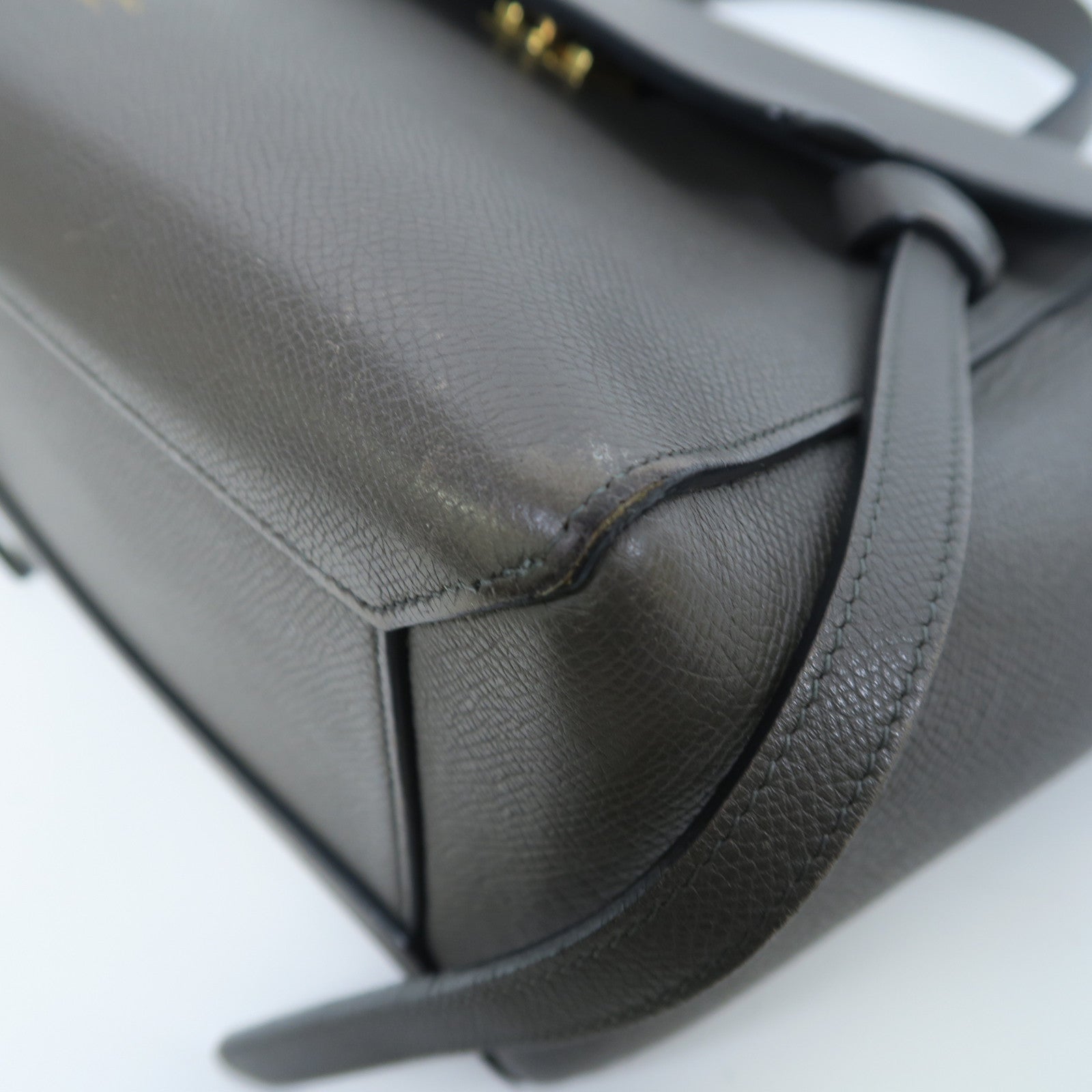 CELINE 牛皮皮革Belt Bag金扣手挽肩背兩用袋灰色