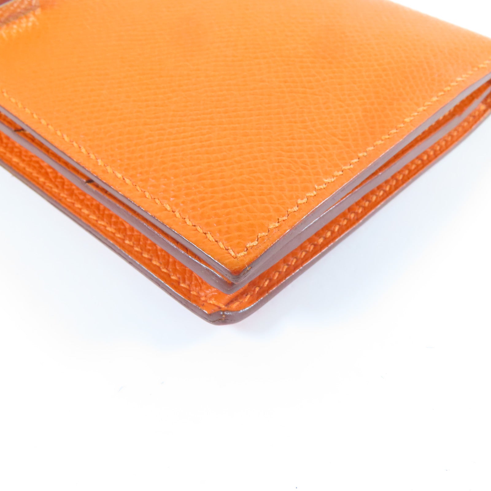 HERMES Veau Epsom皮革Bearn Long Wallet銀扣長錢包橙色