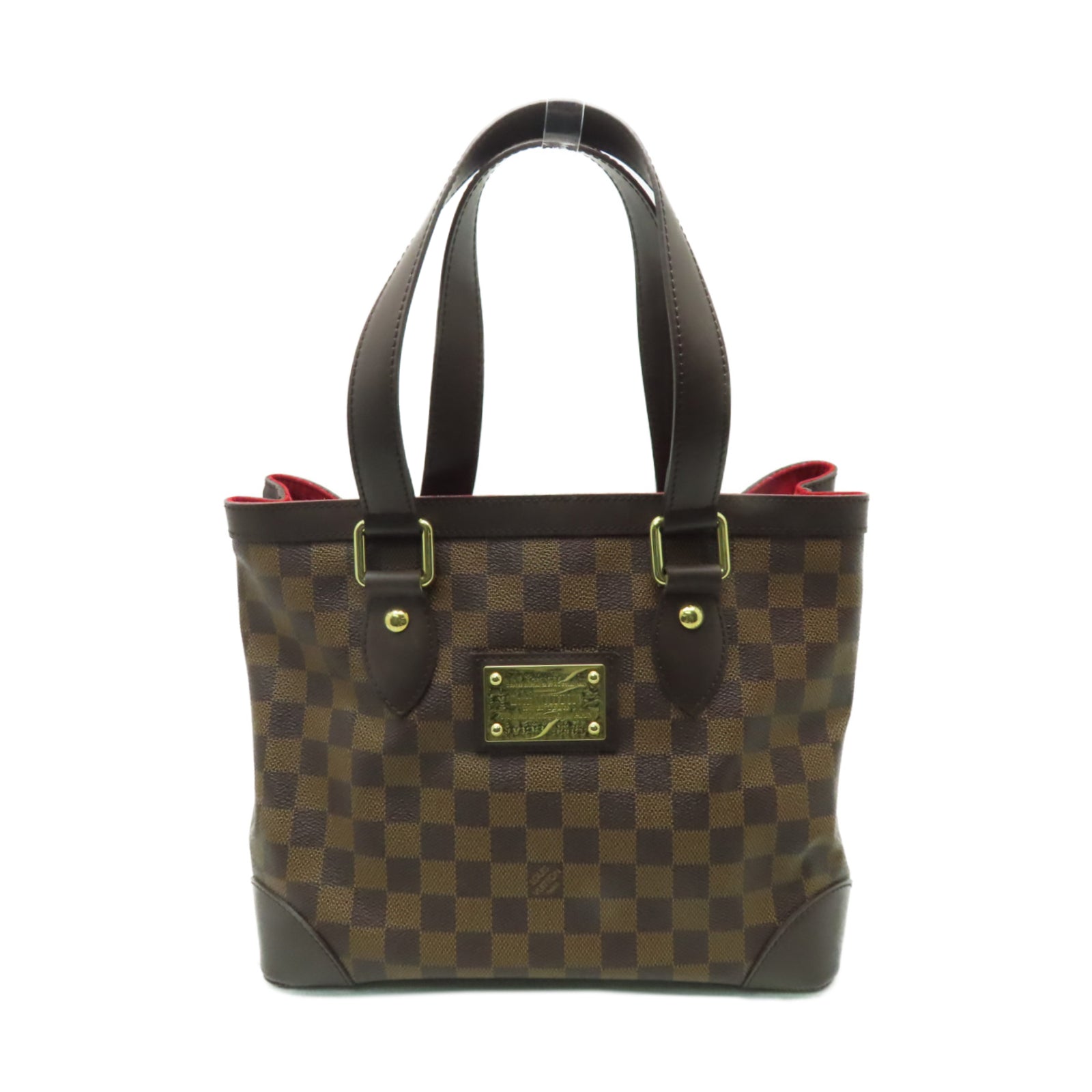 LOUIS VUITTON Damier Hampstead PM金扣手挽袋棕色