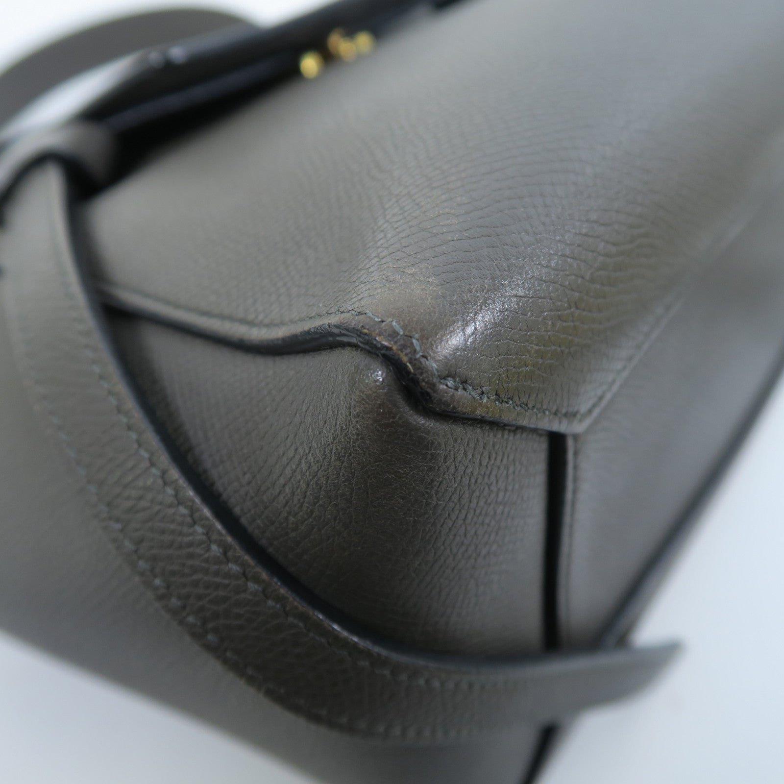 CELINE 牛皮皮革Belt Bag金扣手挽肩背兩用袋灰色