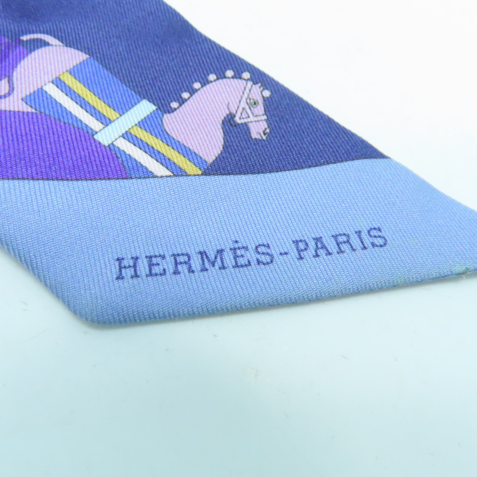 HERMES 絲質Twilly Scarf絲巾藍色