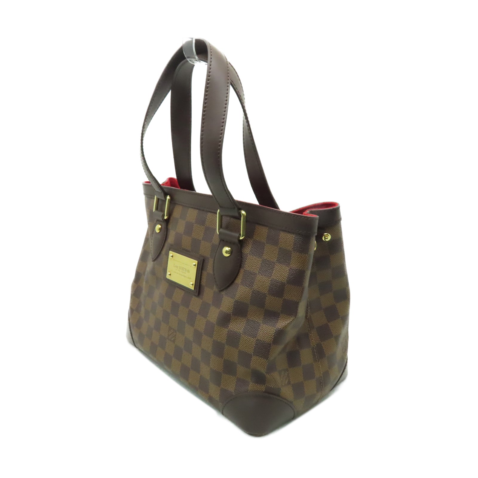 LOUIS VUITTON Damier Hampstead PM金扣手挽袋棕色