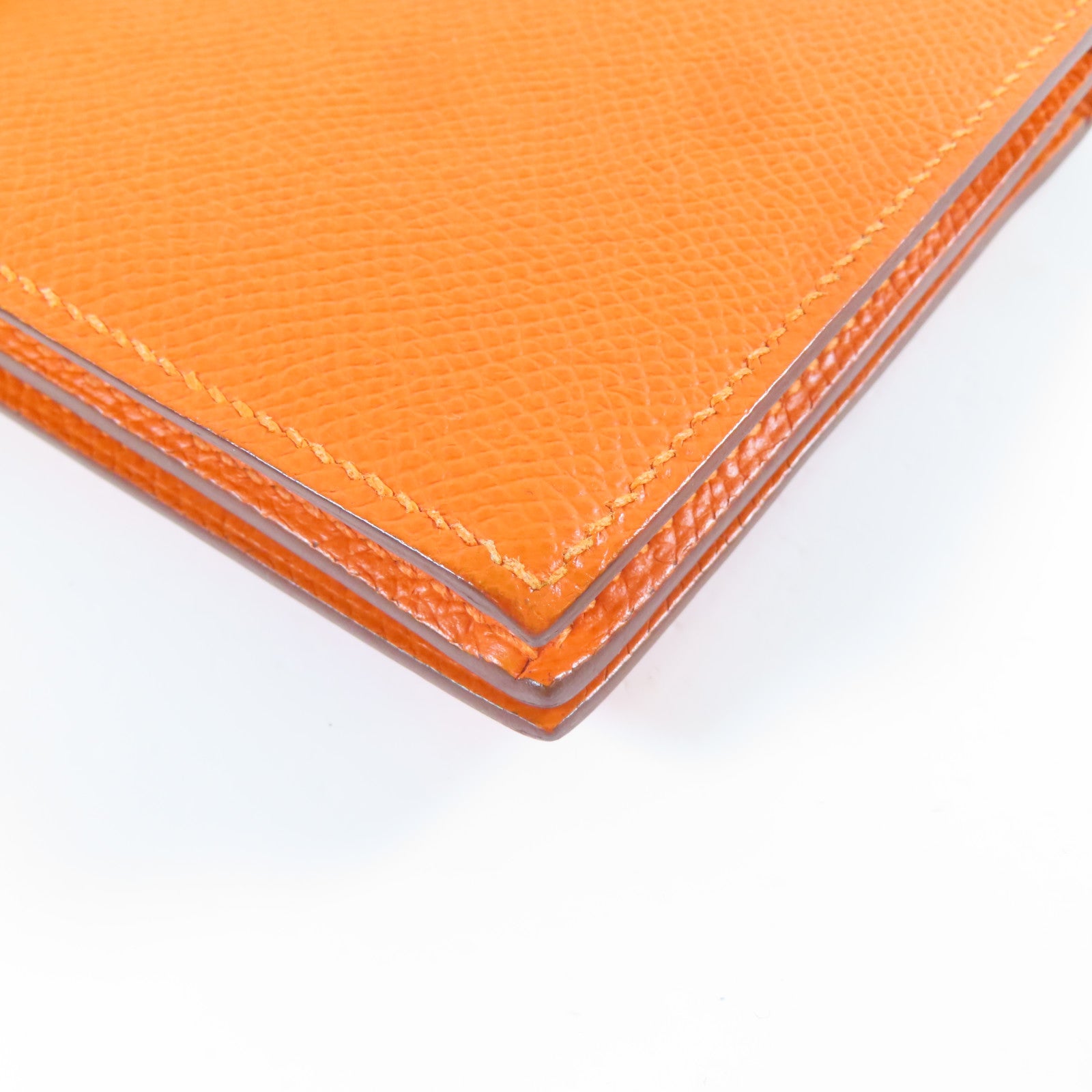 HERMES Veau Epsom皮革Bearn Long Wallet銀扣長錢包橙色