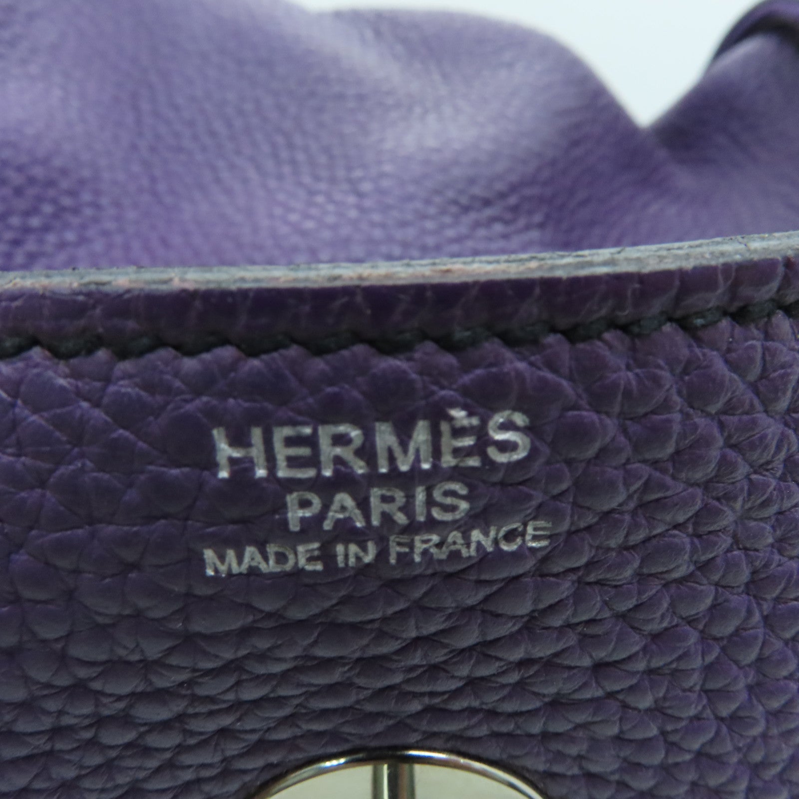 HERMES Clemence皮革Lindy 34银扣手挽肩背两用袋Cassis/紫色