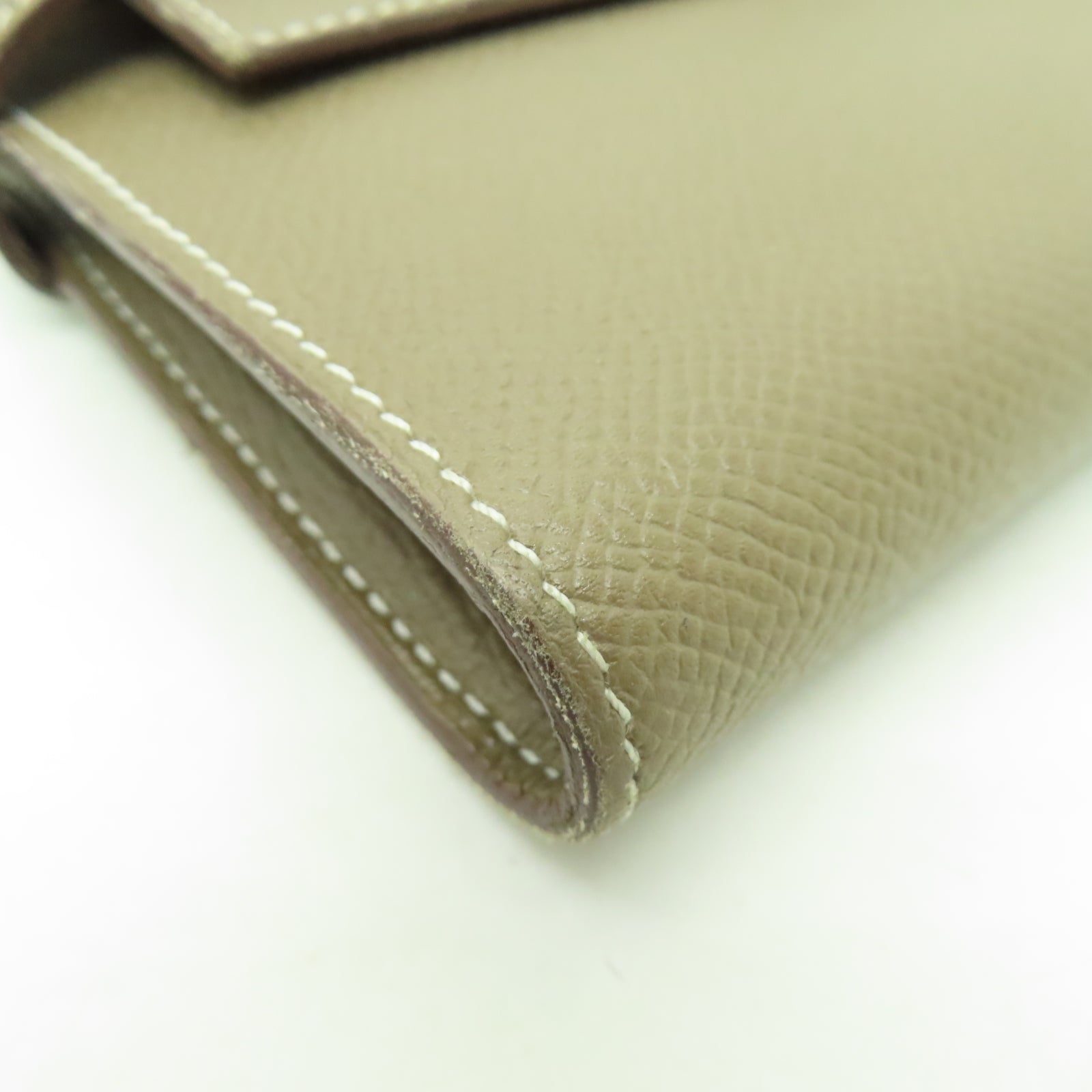 HERMES Epsom皮革Kelly Wallet銀扣長錢包啡色