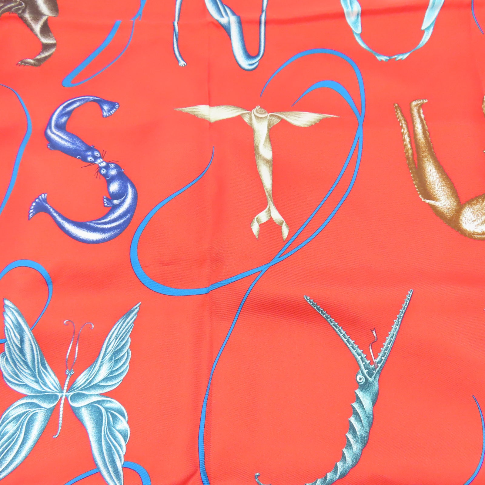 HERMES 絲質Scarf 90X90絲巾紅色
