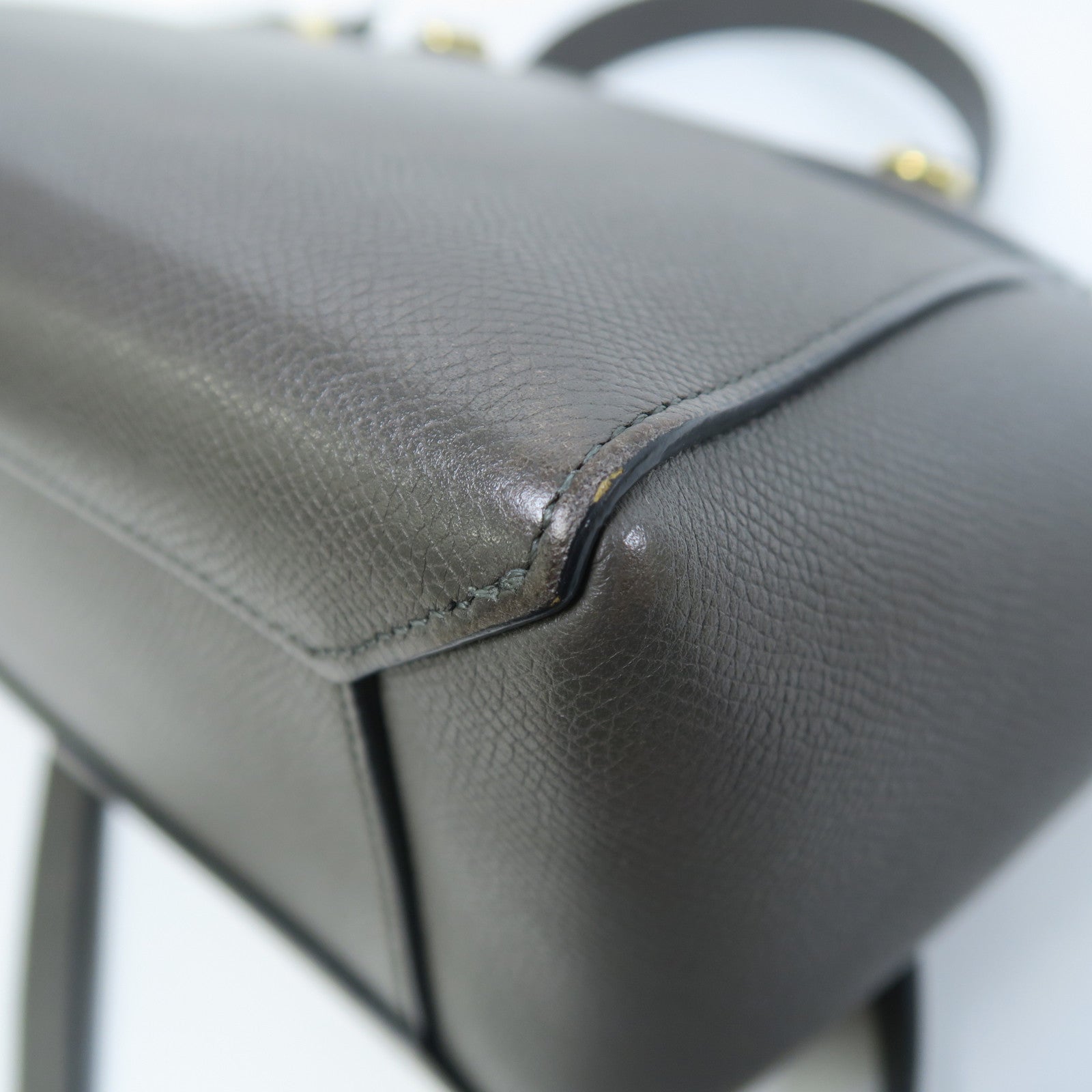 CELINE 牛皮皮革Belt Bag金扣手挽肩背兩用袋灰色