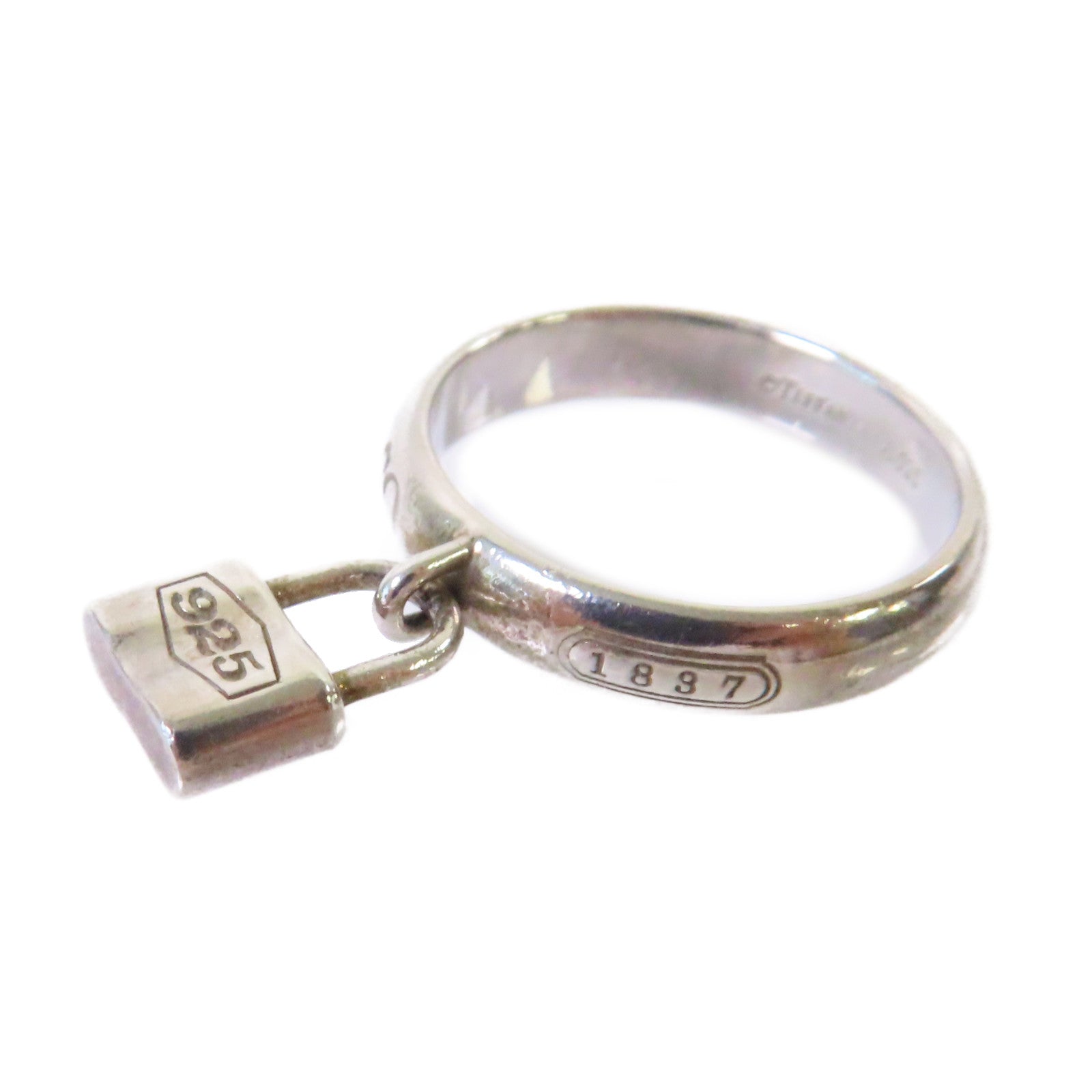 TIFFANY＆CO 925純銀1837 Lock Charm Band Ring戒指US#6