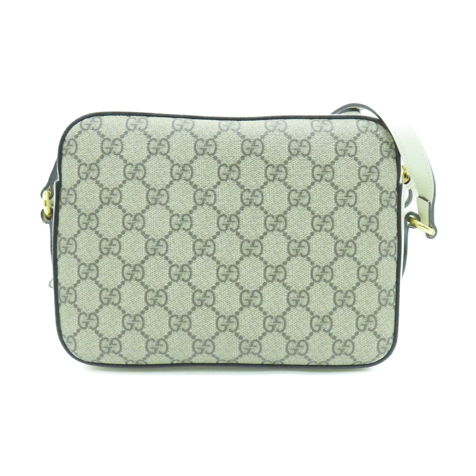 GUCCI PVC涂层帆布Shoulder Bag金扣肩背袋白色