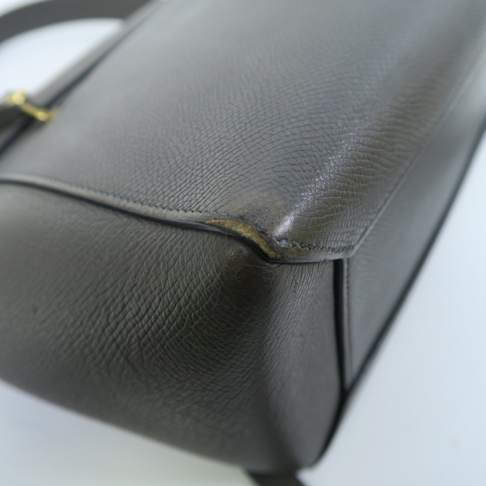CELINE 牛皮皮革Belt Bag金扣手挽肩背兩用袋灰色