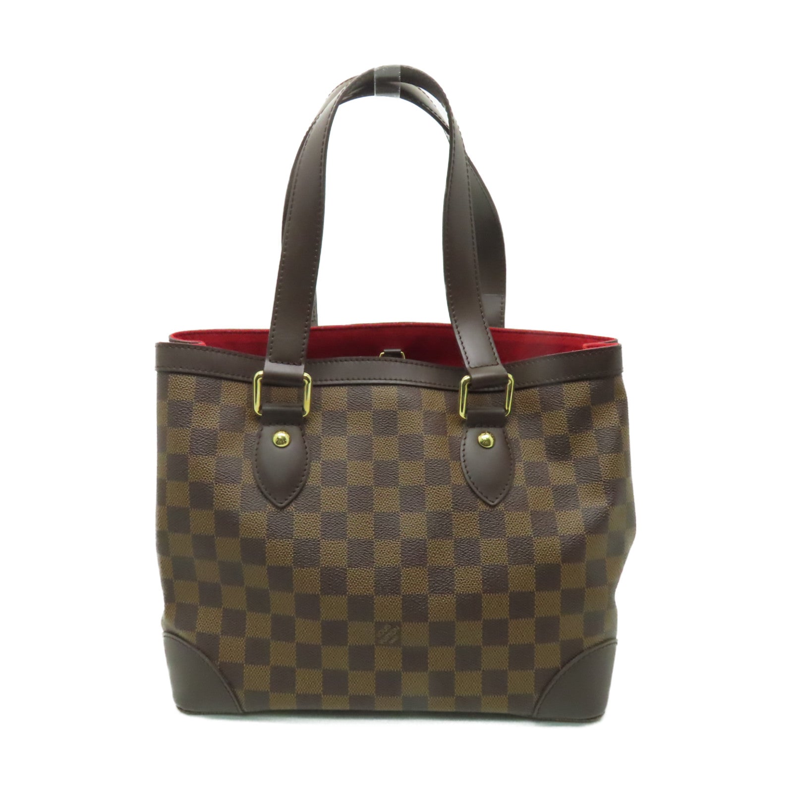 LOUIS VUITTON Damier Hampstead PM金扣手挽袋棕色