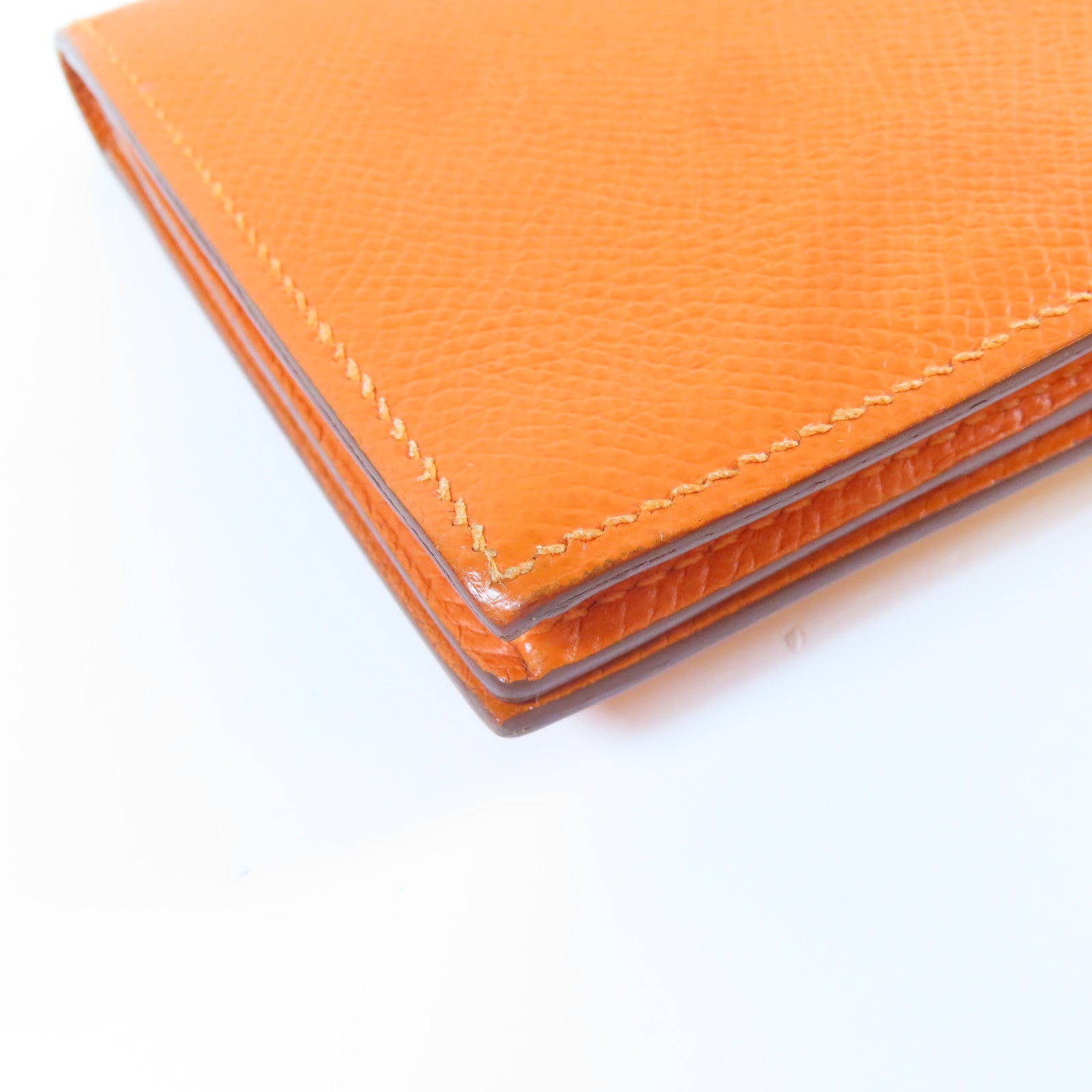 HERMES Veau Epsom皮革Bearn Long Wallet銀扣長錢包橙色