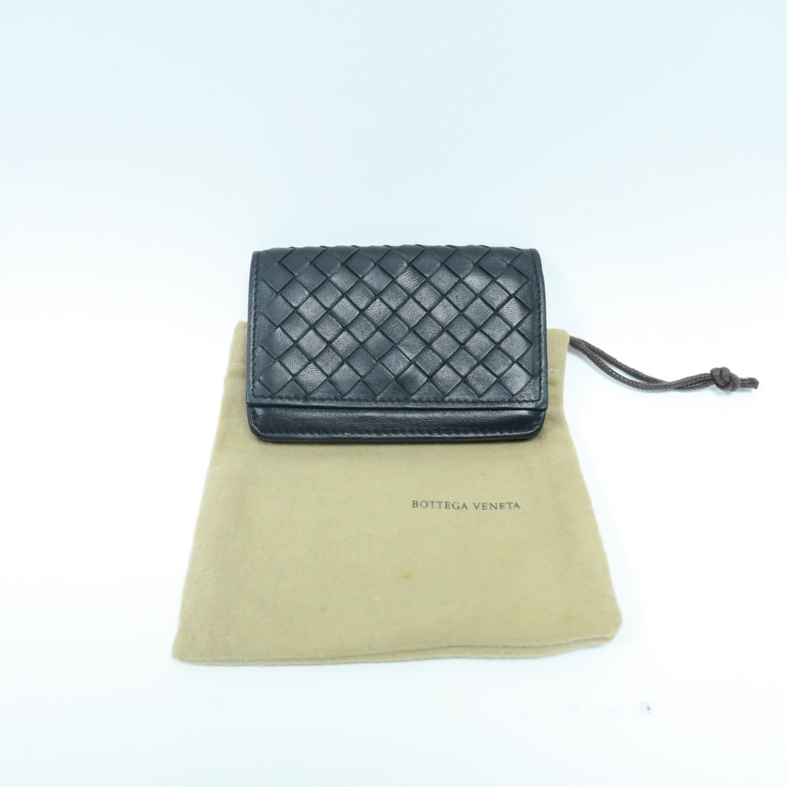 BOTTEGA VENETA 織紋羊皮皮革Coin Case金扣零錢包黑色
