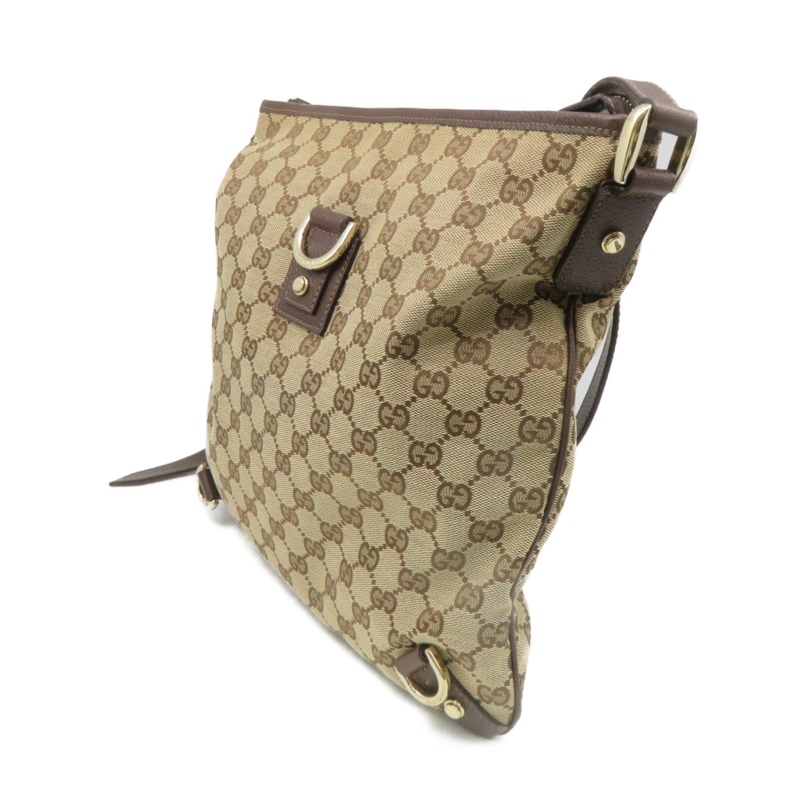 GUCCI GG Canvas Shoulder Bag Brown