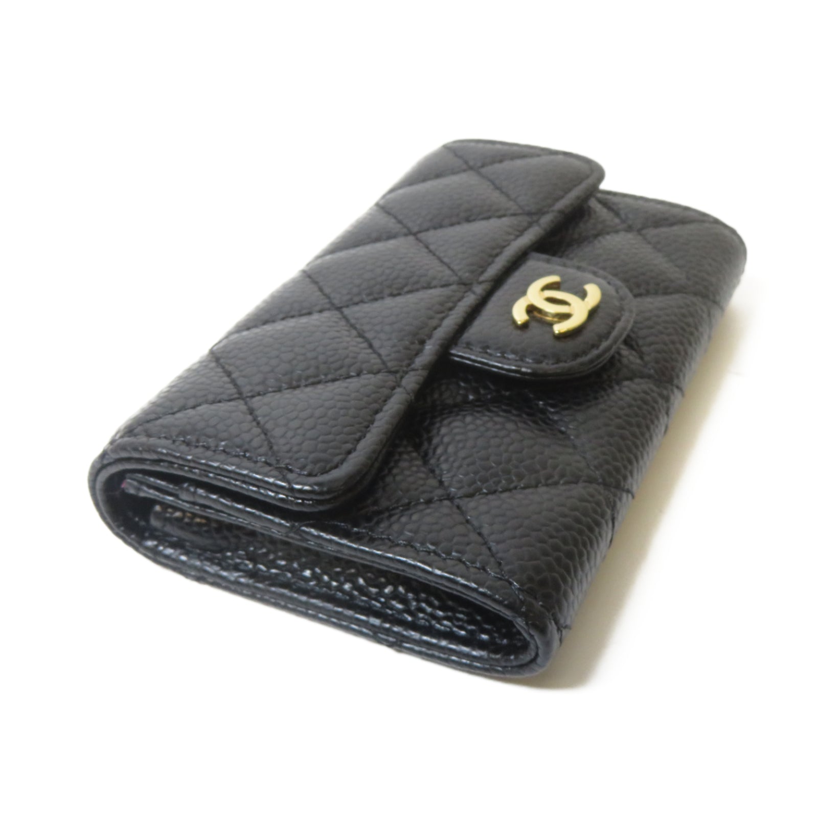 CHANEL 菱格Caviar皮革Classic Card Holder金扣卡片套黑色