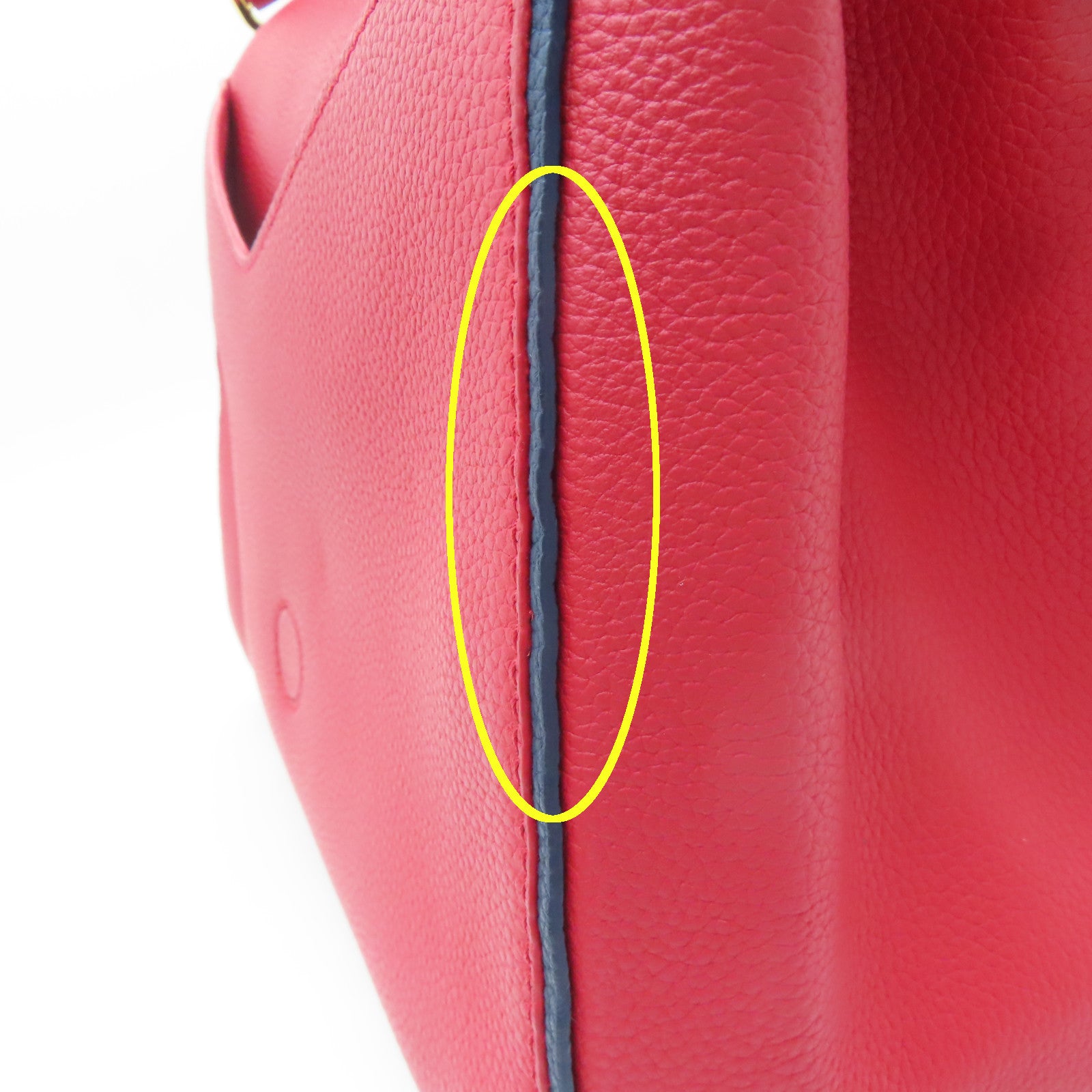 LOUIS VUITTON Monogram/Craft Leather Double V Satchel Gold Buckle Handle Shoulder Bag Red/Brown