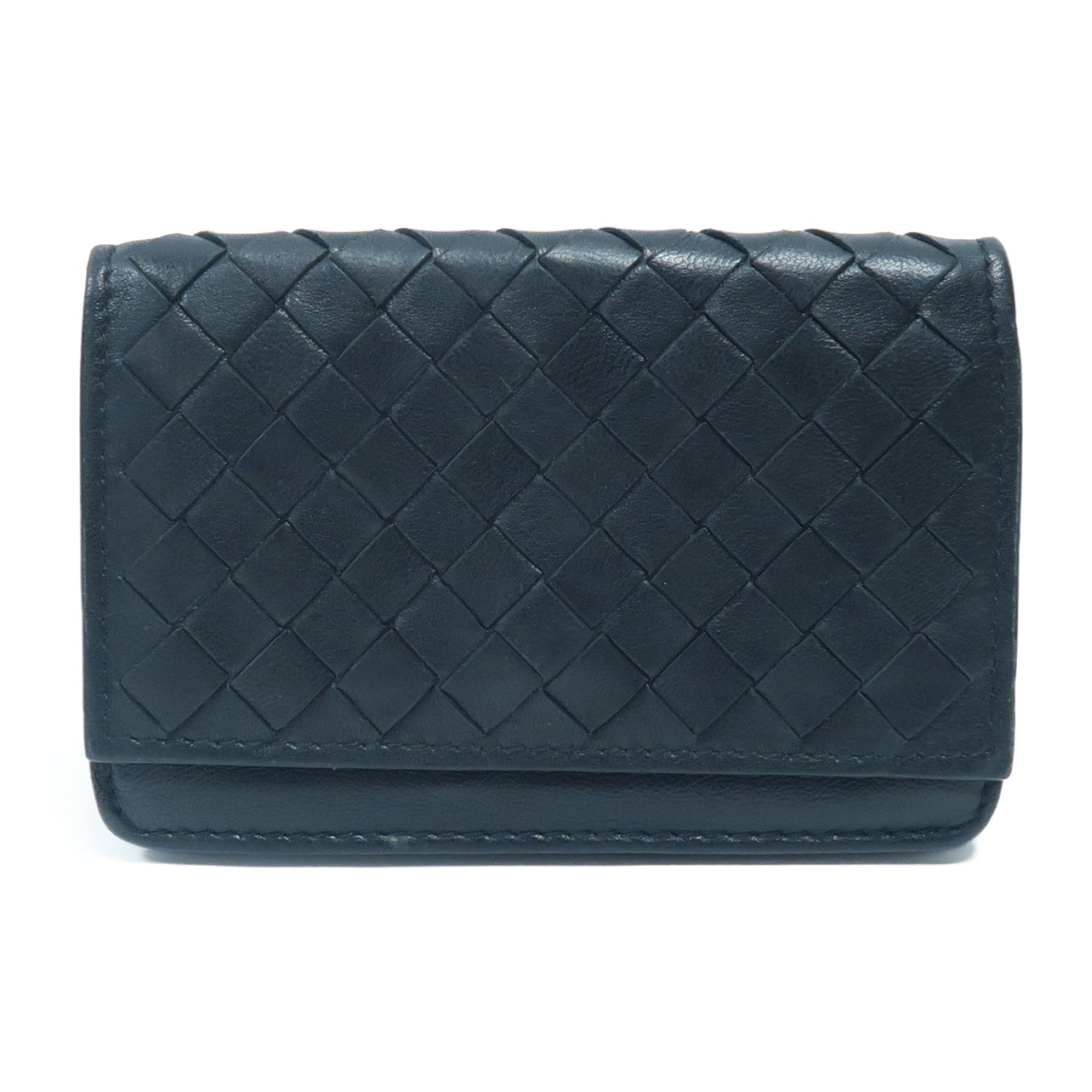 BOTTEGA VENETA 織紋羊皮皮革Coin Case金扣零錢包黑色