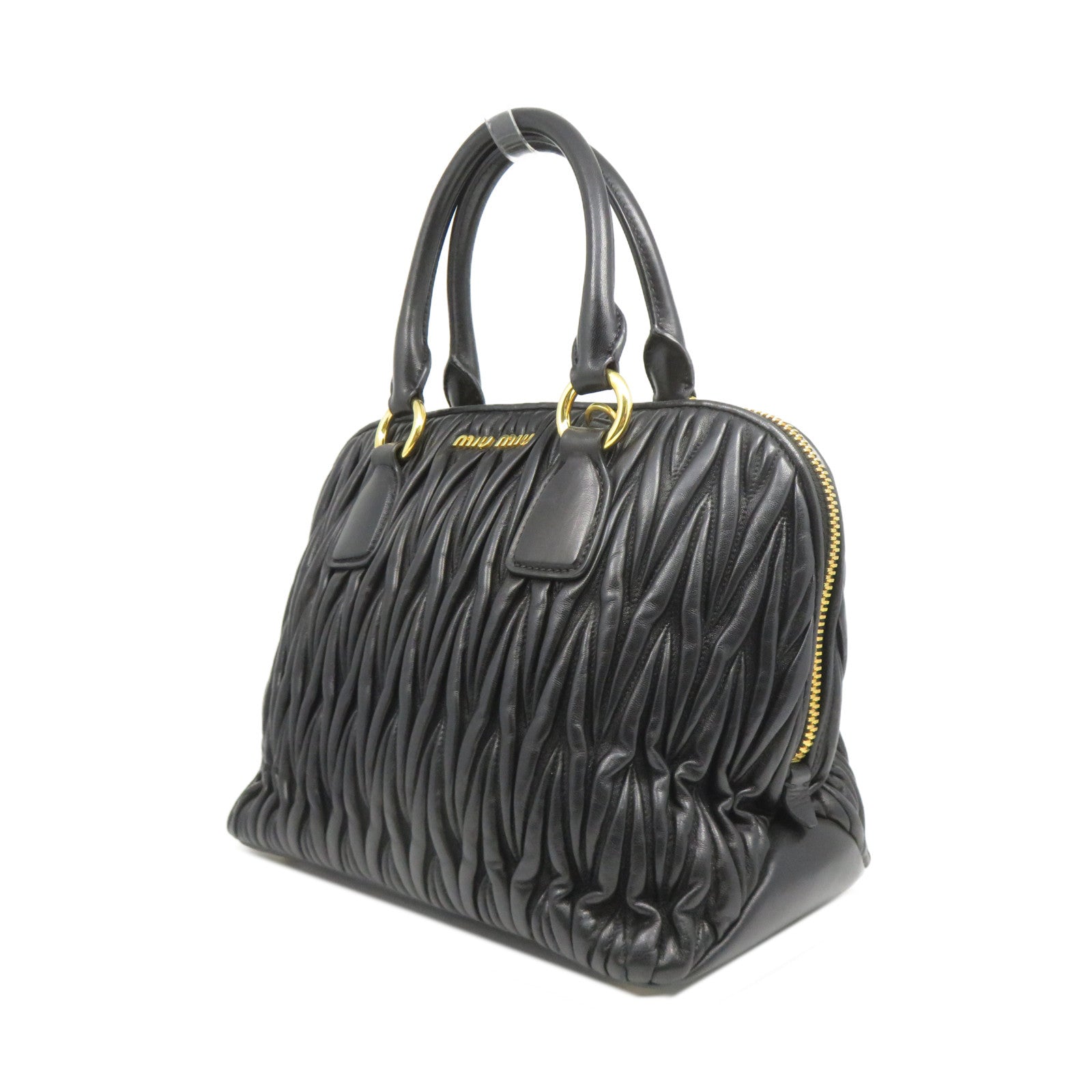 Miu Miu 牛皮皮革2 Way Shoulder金扣手挽肩背兩用袋黑色
