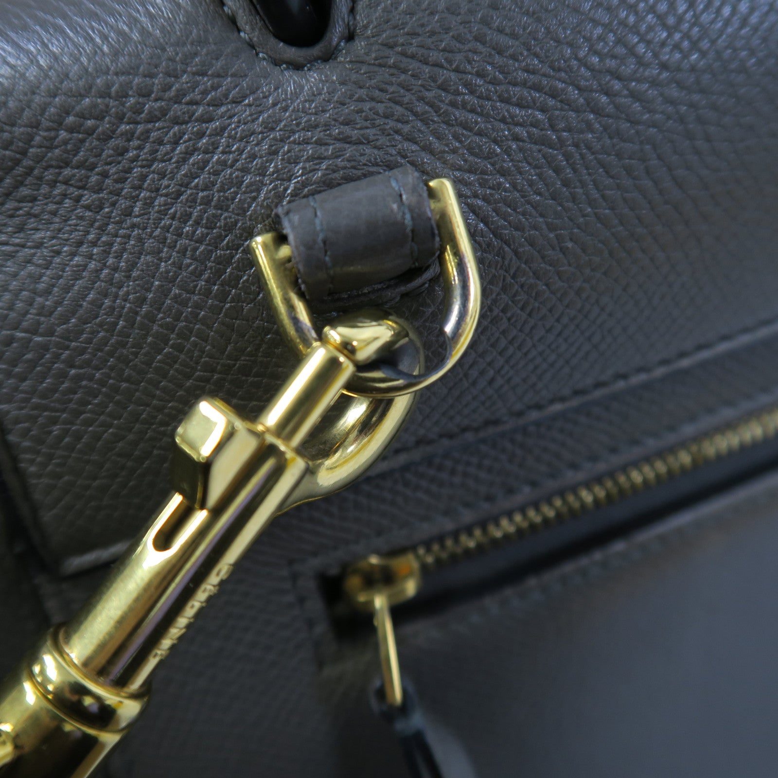 CELINE 牛皮皮革Belt Bag金扣手挽肩背兩用袋灰色