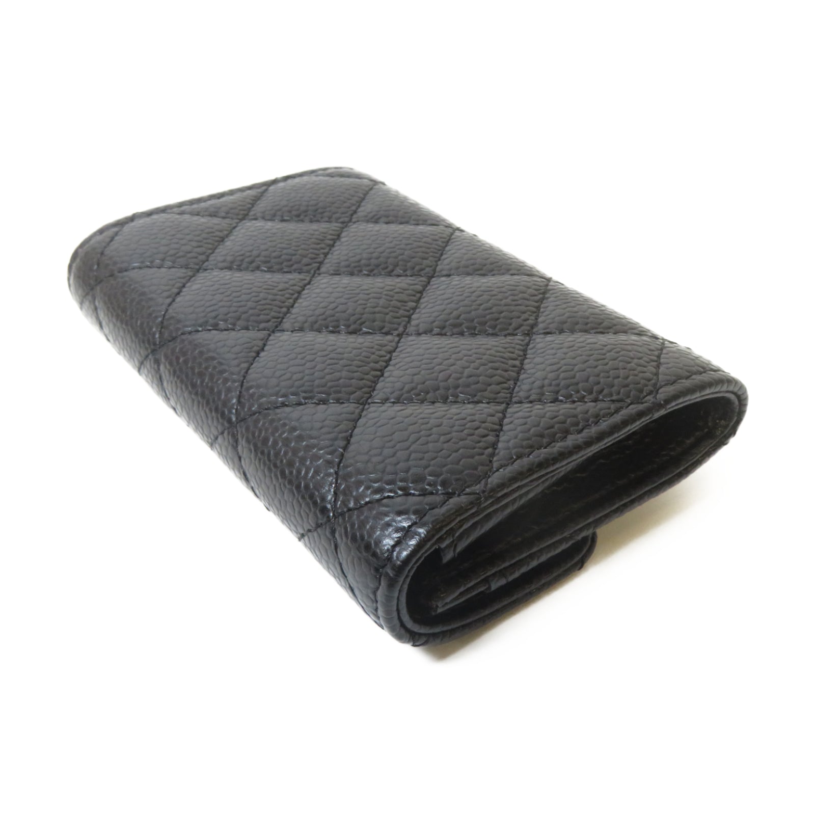 CHANEL 菱格Caviar皮革Classic Card Holder金扣卡片套黑色