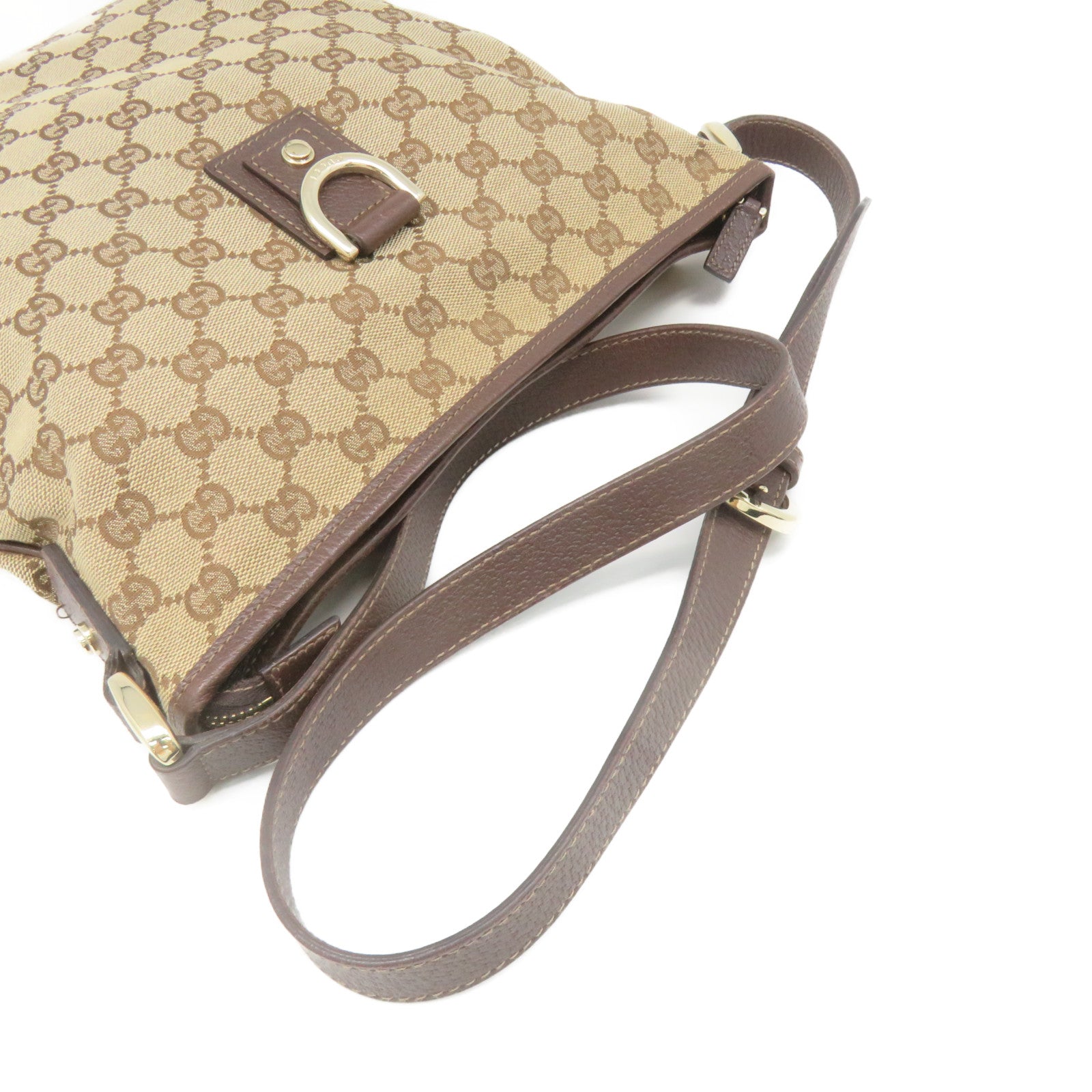 GUCCI GG Canvas Shoulder Bag Brown