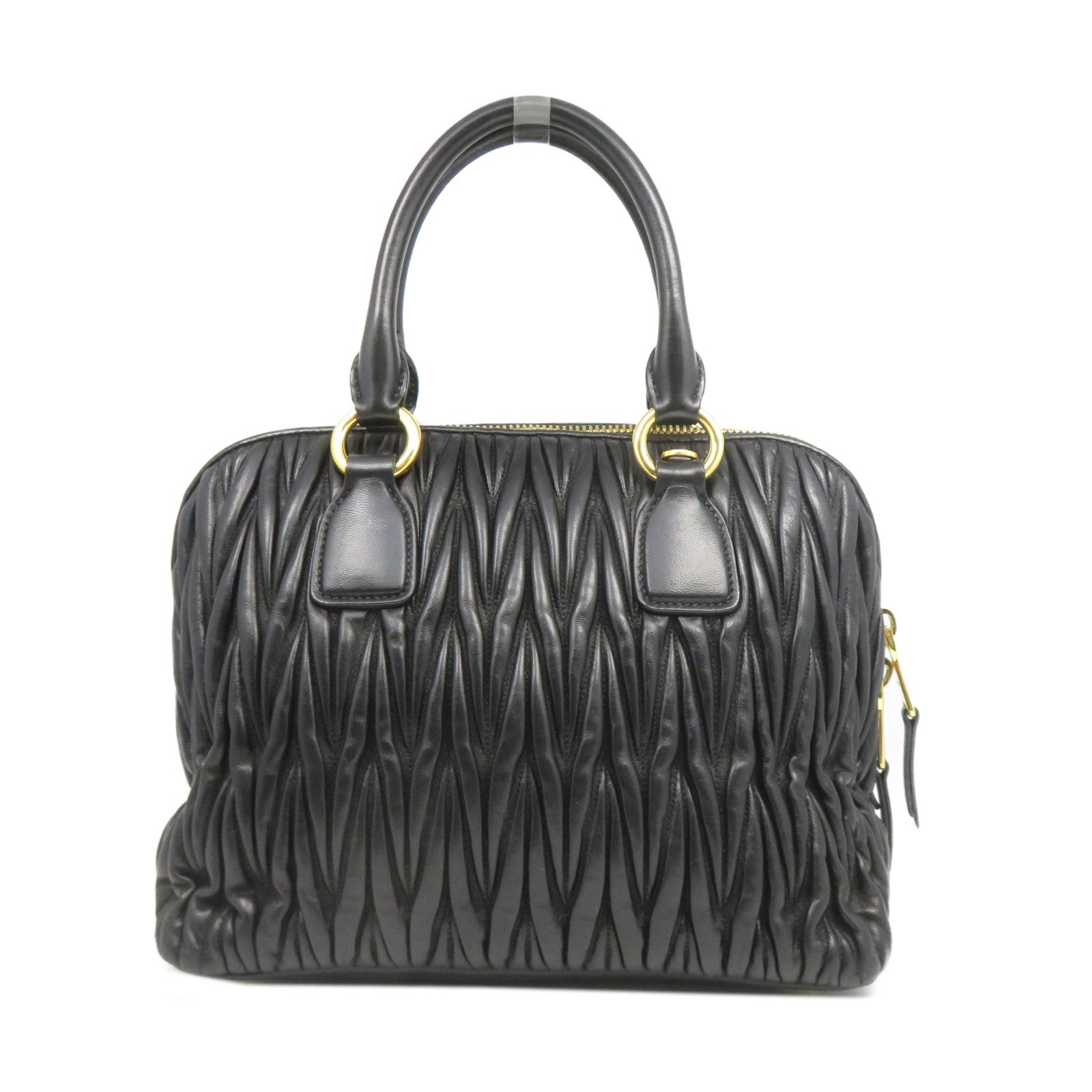Miu Miu 牛皮皮革2 Way Shoulder金扣手挽肩背兩用袋黑色